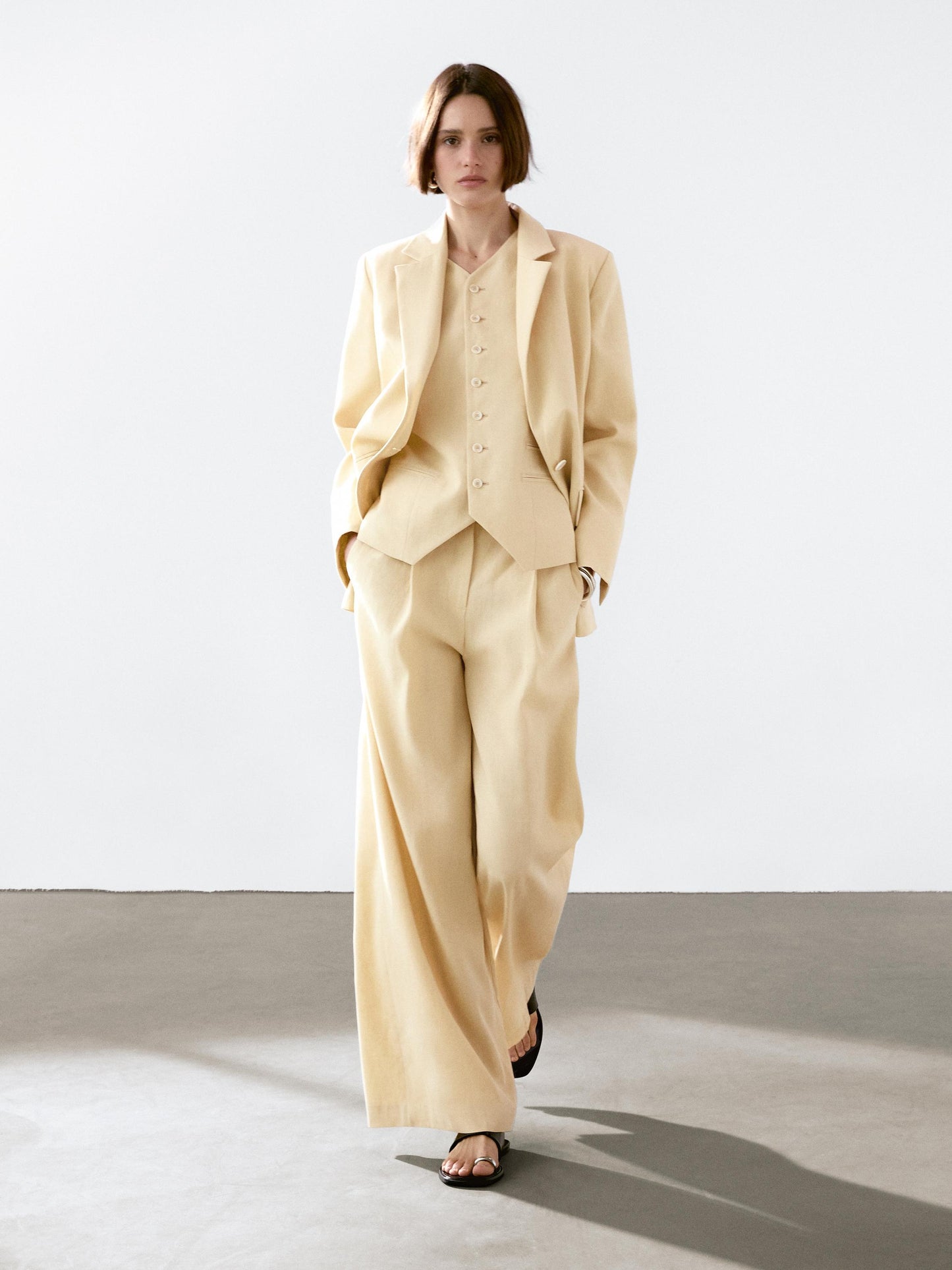 Linen blend suit trousers