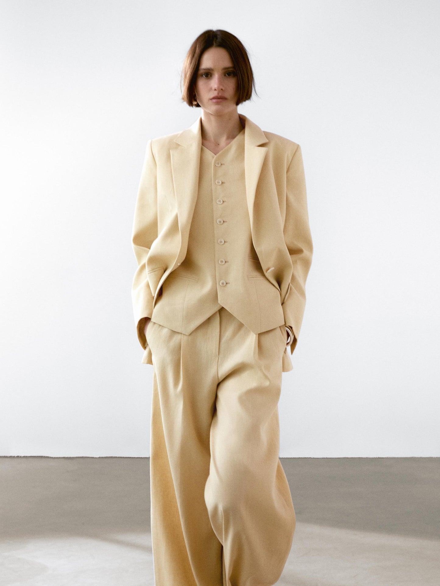 Linen blend suit trousers