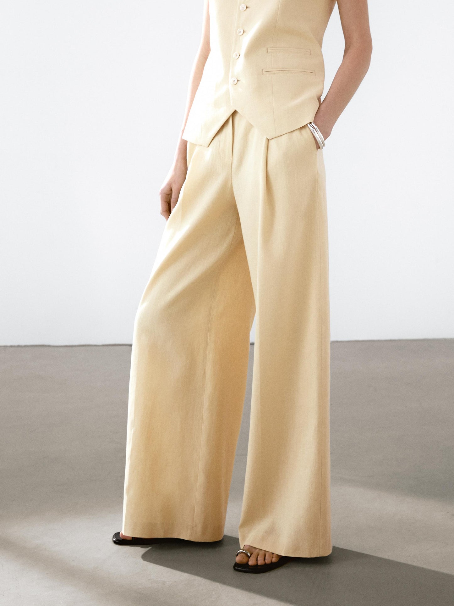 Linen blend suit trousers