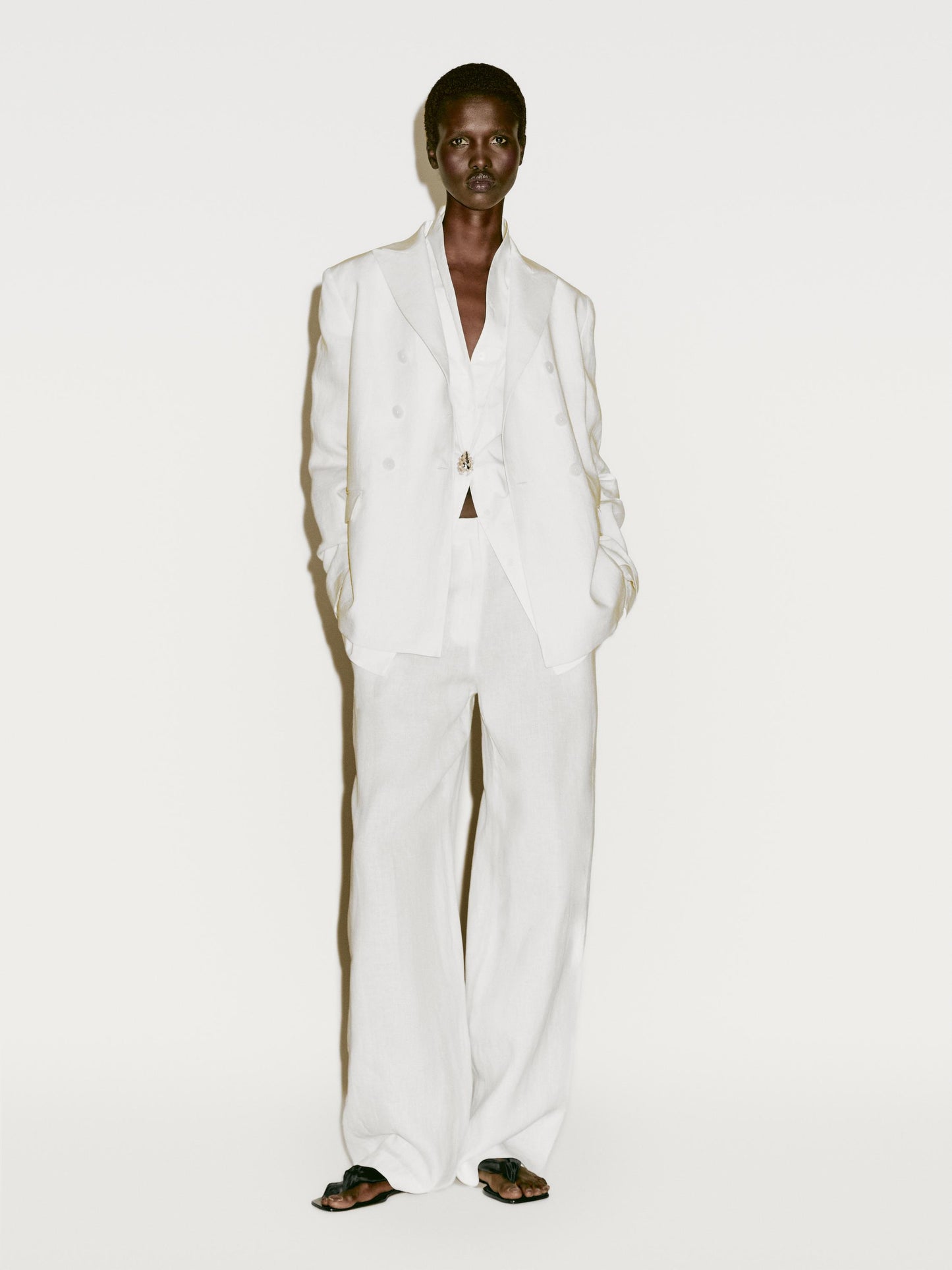 Straight-leg flowing trousers with dart detail