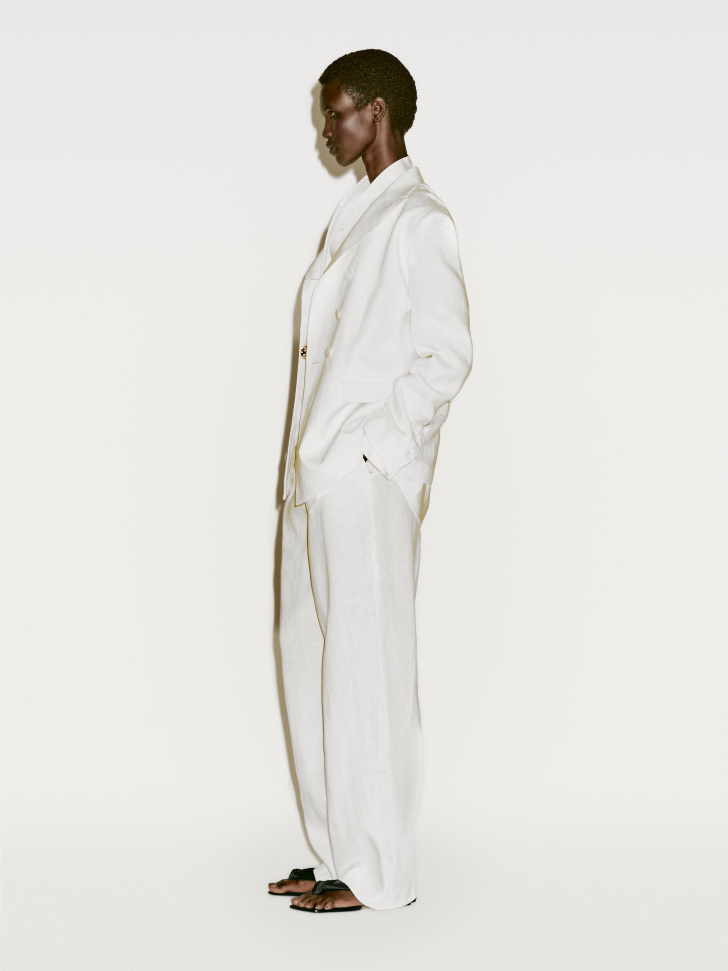 Straight-leg flowing trousers with dart detail