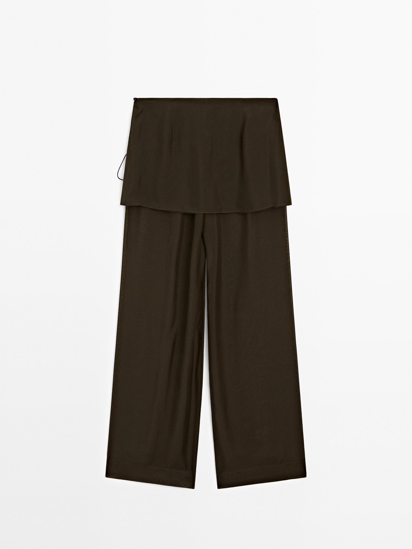 Flowing contrast 100% silk trousers