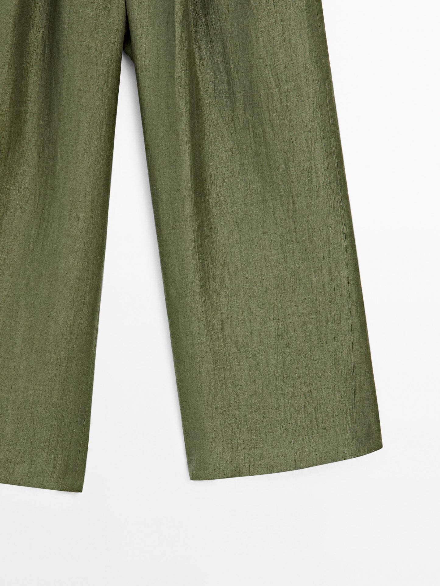 Straight fit flowing linen blend trousers