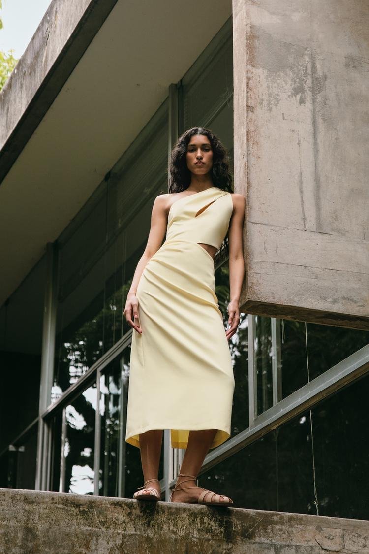 Asymmetric Cut-Out Midi Dress