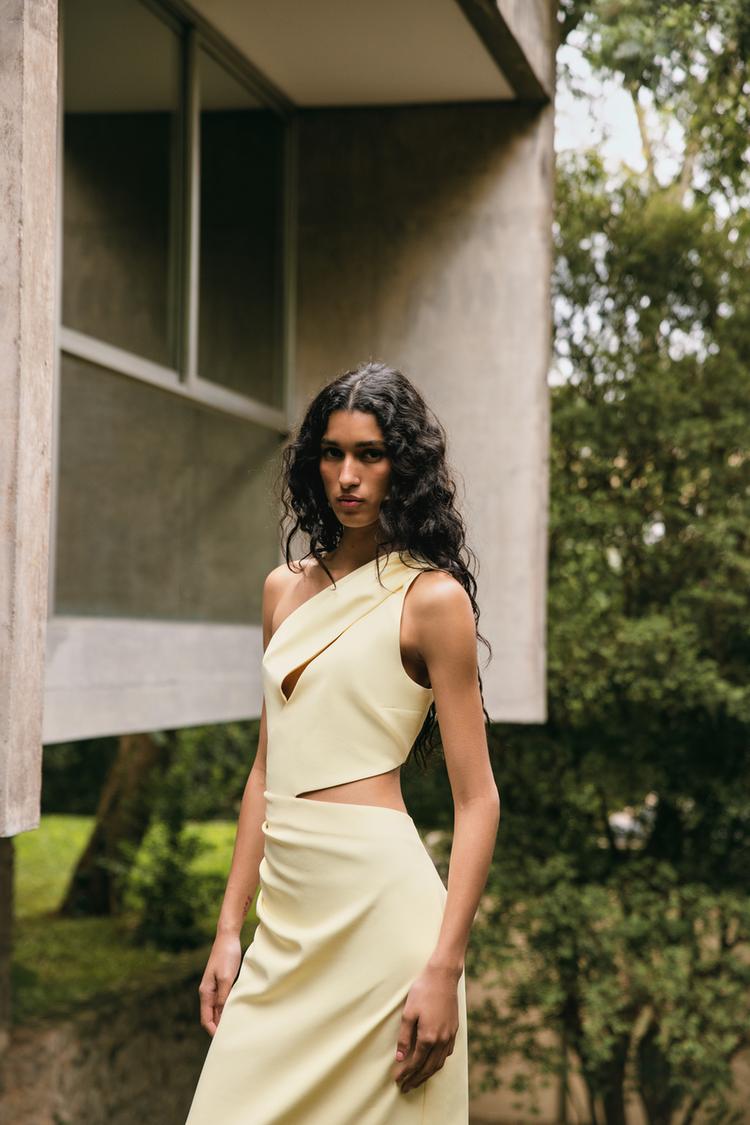 Asymmetric Cut-Out Midi Dress