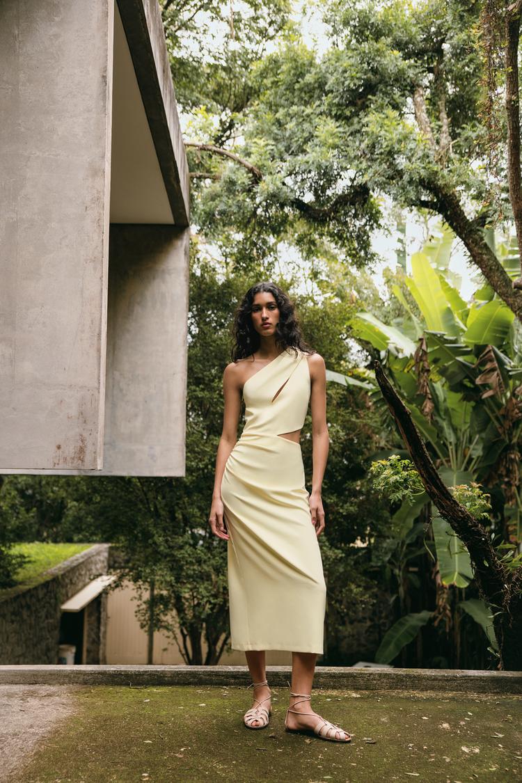 Asymmetric Cut-Out Midi Dress