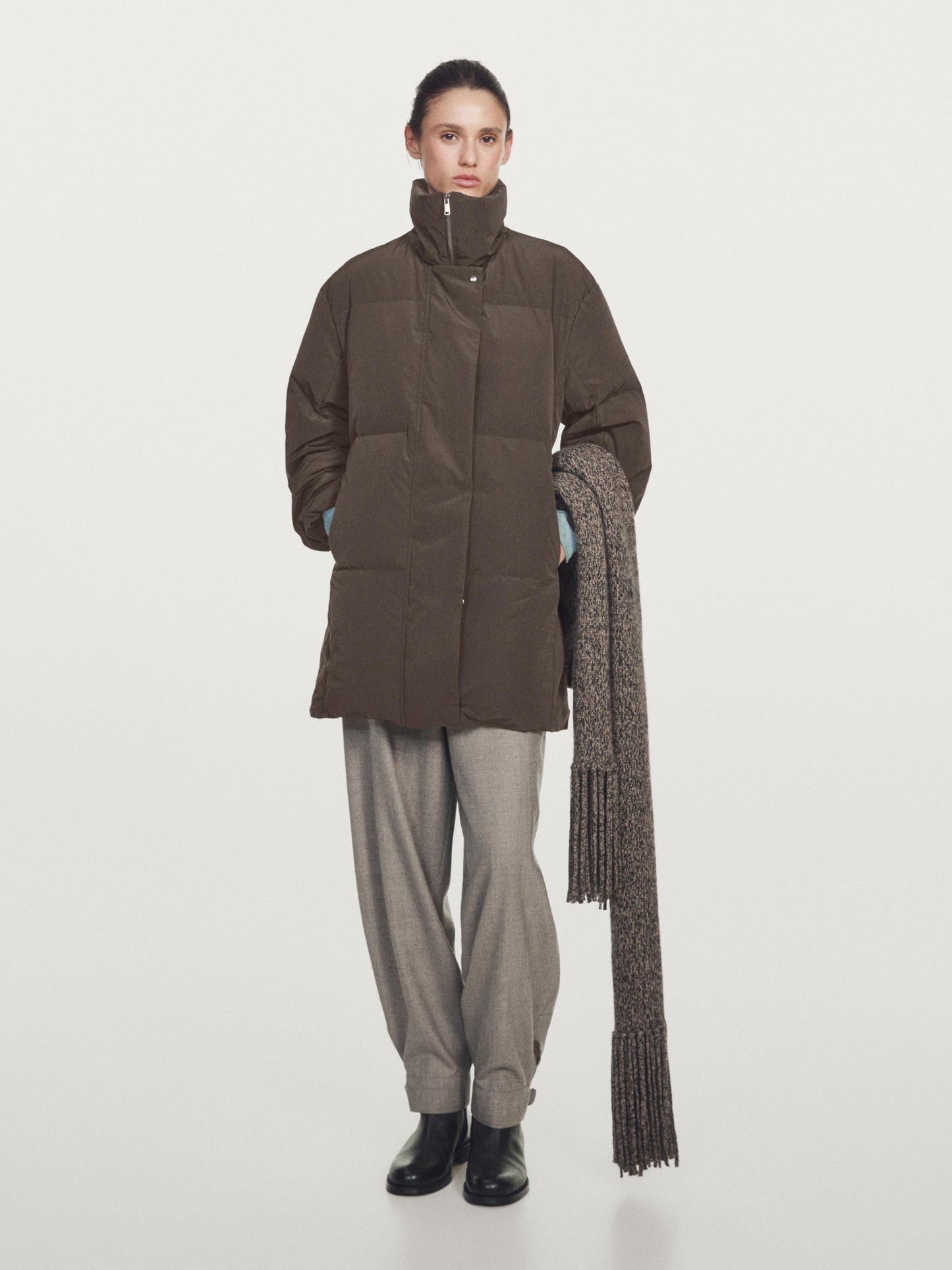 Wool blend trousers with buckle detail