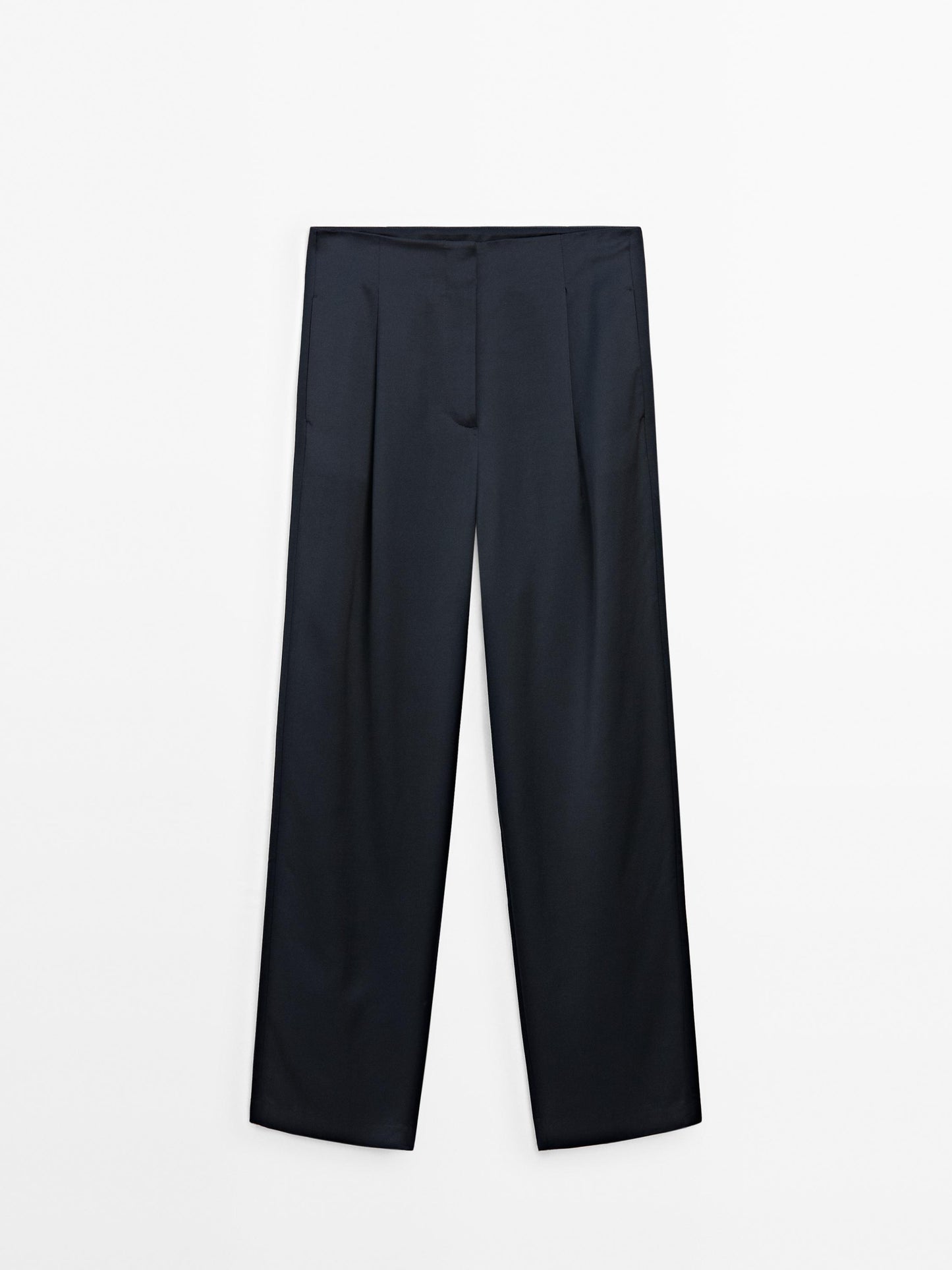 Straight-leg satin trousers with darts