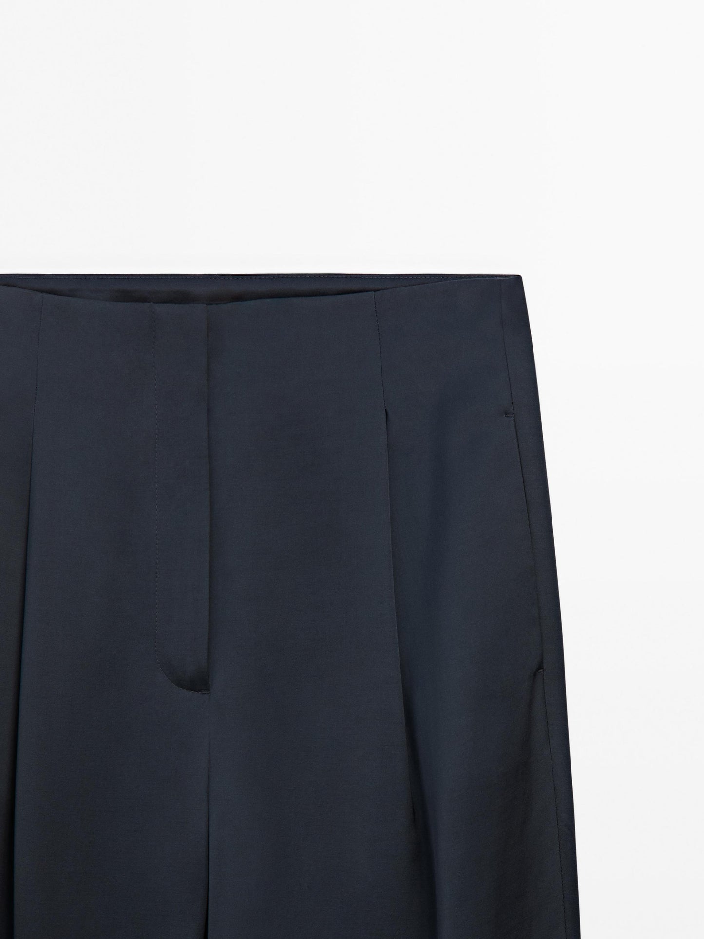 Straight-leg satin trousers with darts