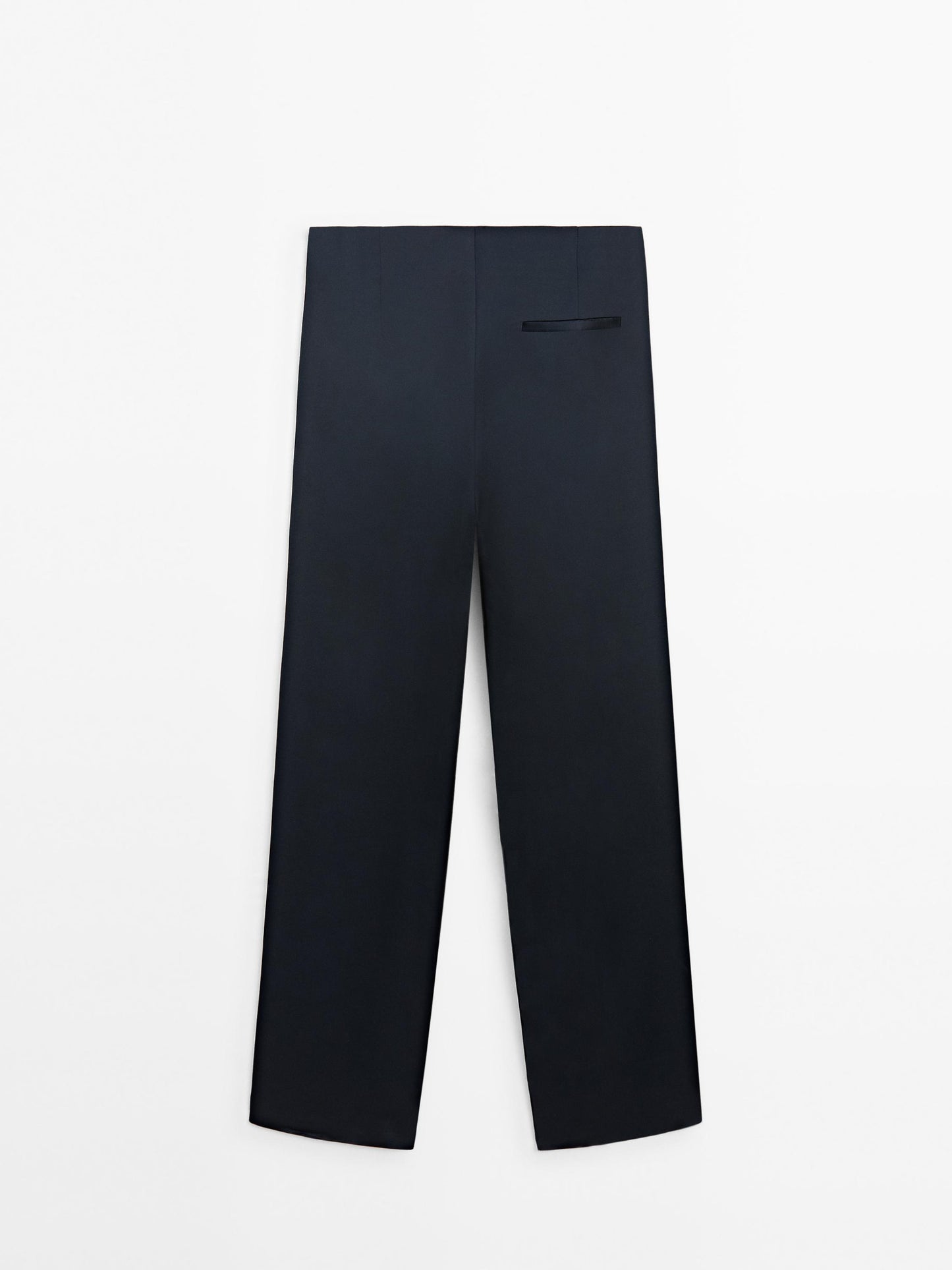 Straight-leg satin trousers with darts