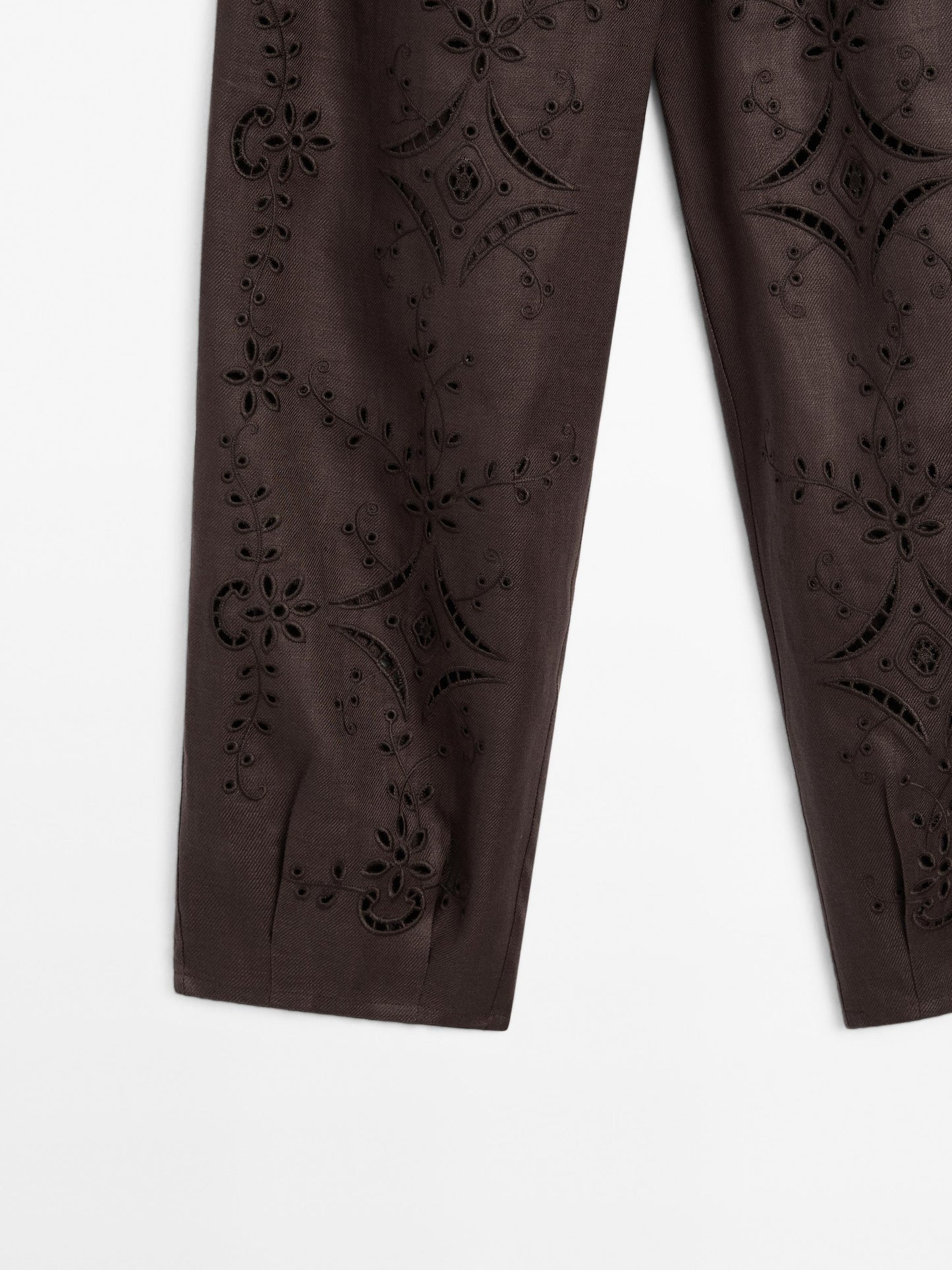 Linen blend embroidered balloon fit trousers