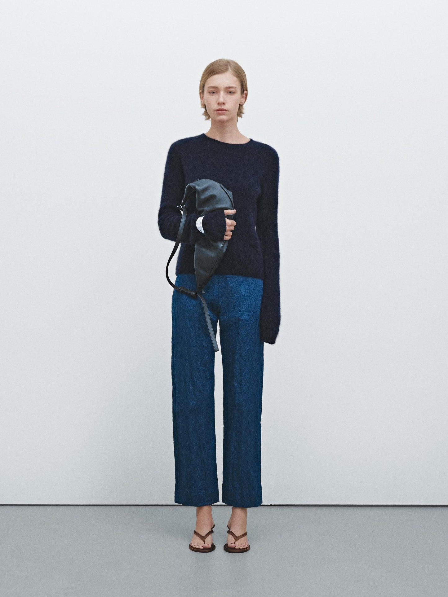 Straight-leg shiny technical trousers