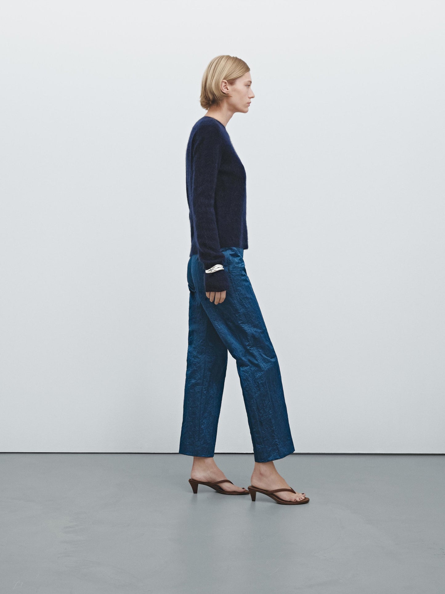 Straight-leg shiny technical trousers