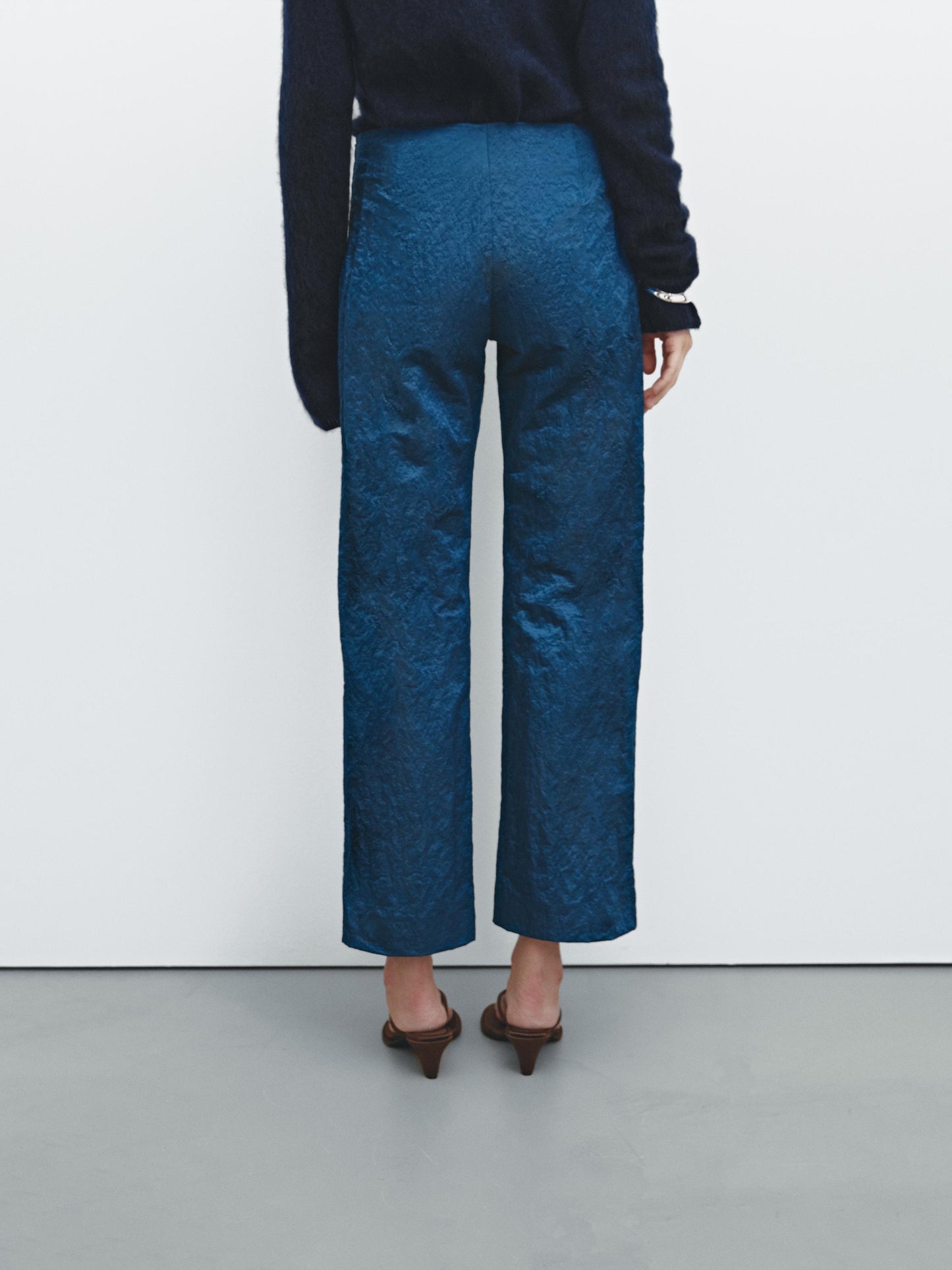 Straight-leg shiny technical trousers