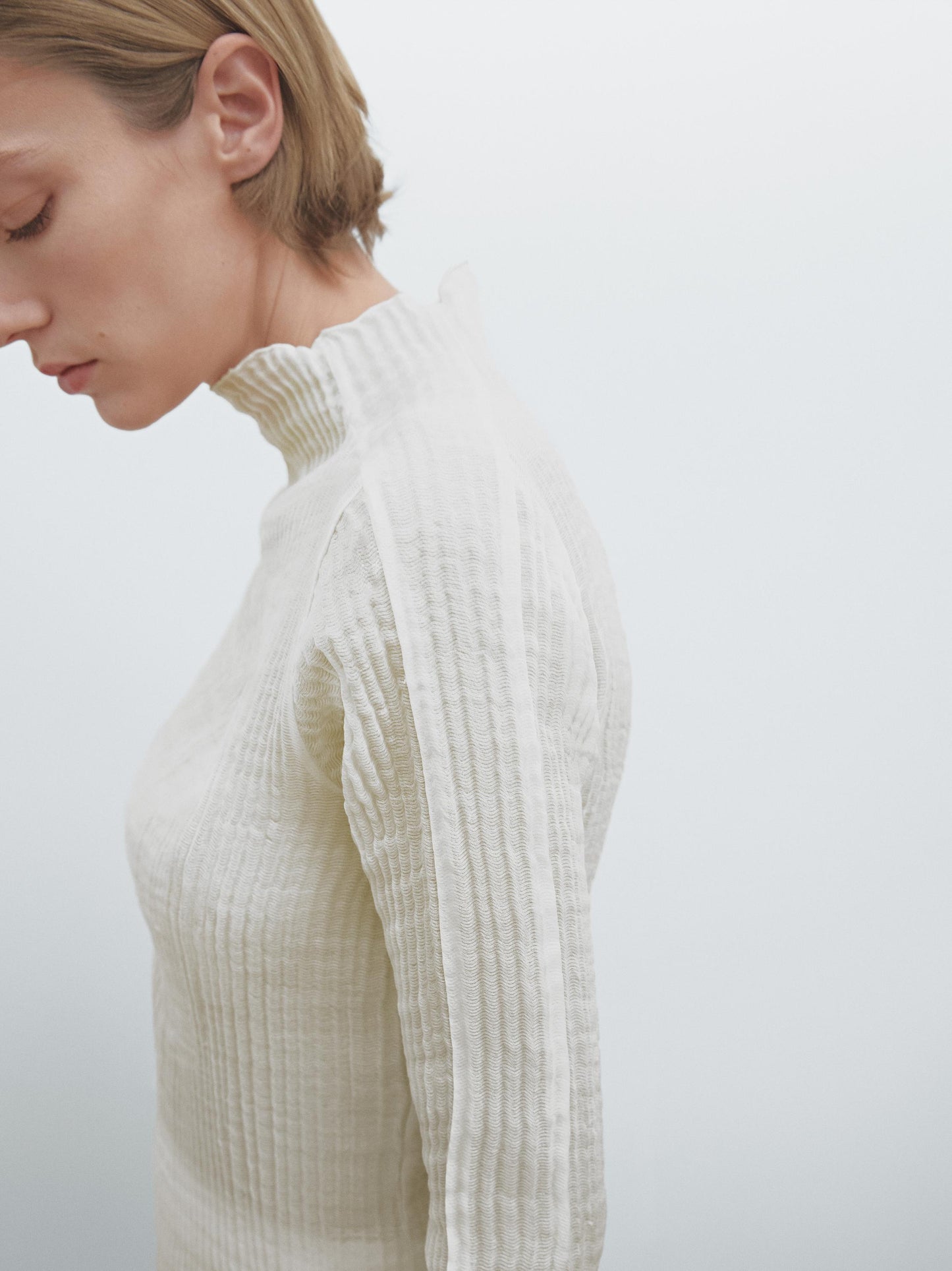Wool blend shirt with creased detail