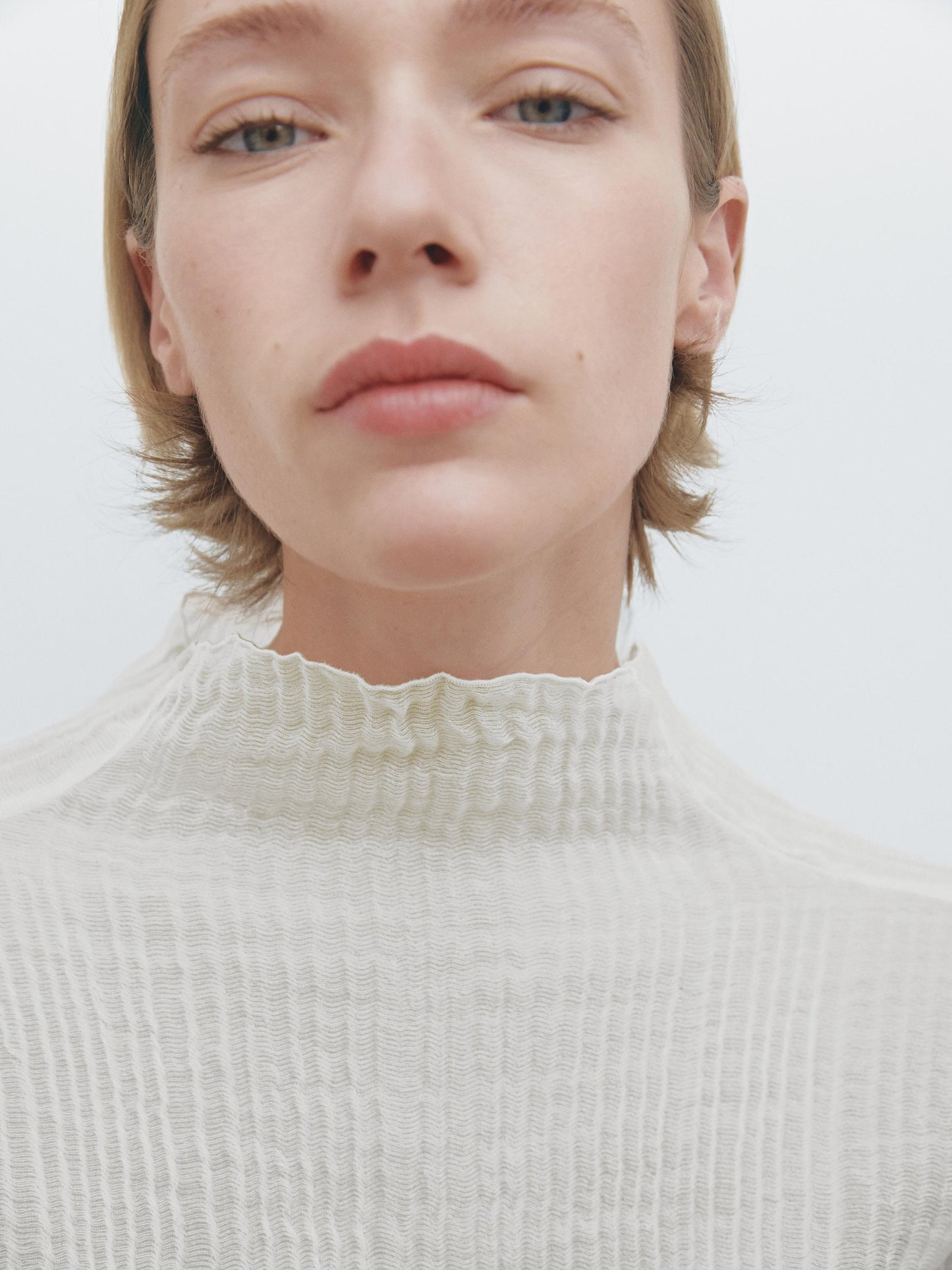 Wool blend shirt with creased detail