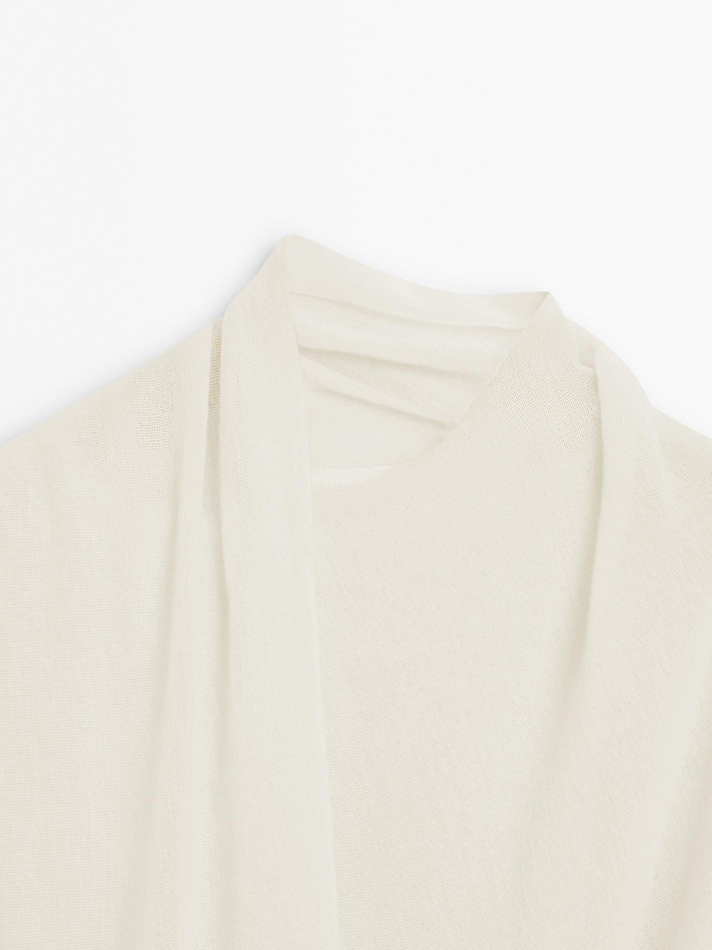 Wool blend shirt with wraparound collar