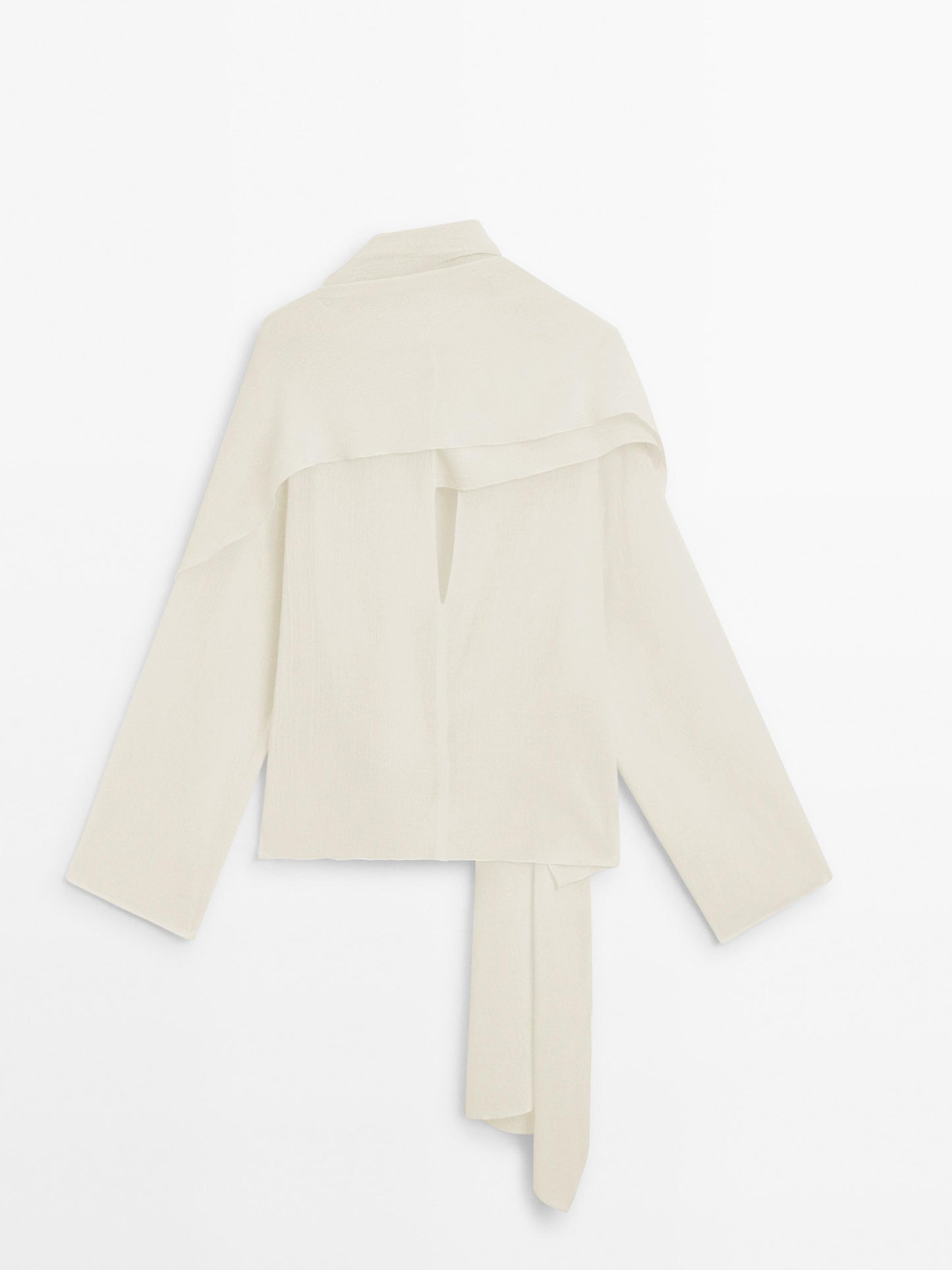 Wool blend shirt with wraparound collar