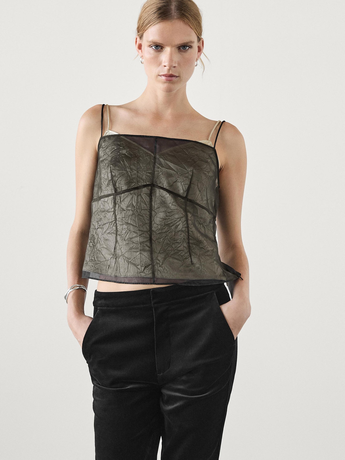 Double-layer organza top