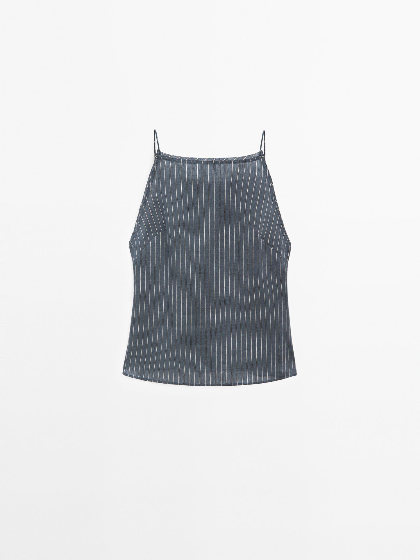 Striped linen blend halter top