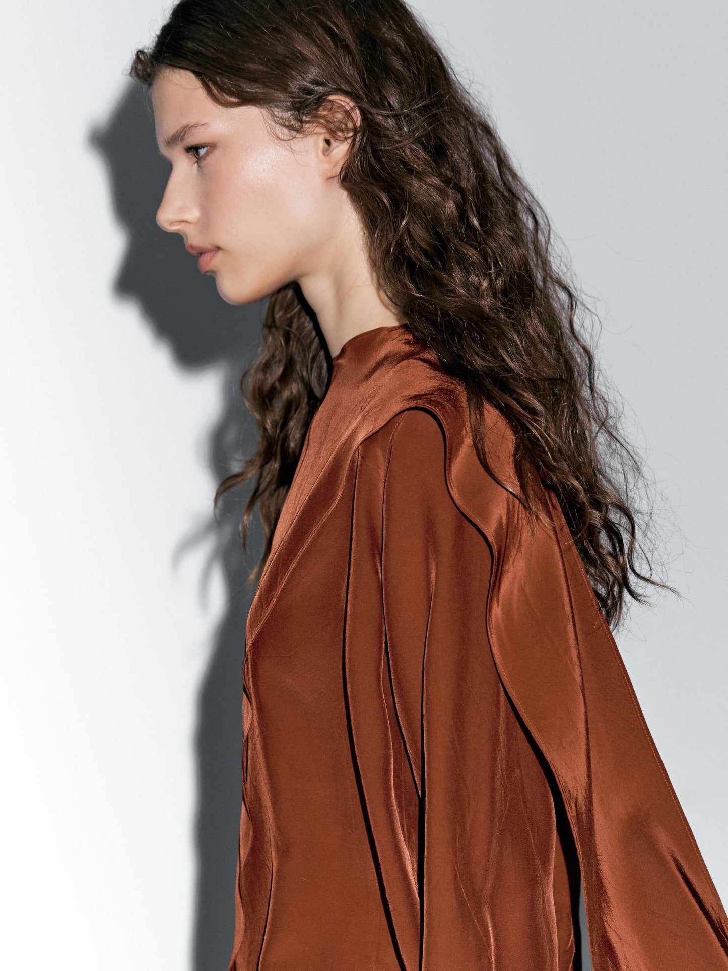 Flowing blouse with tied neck