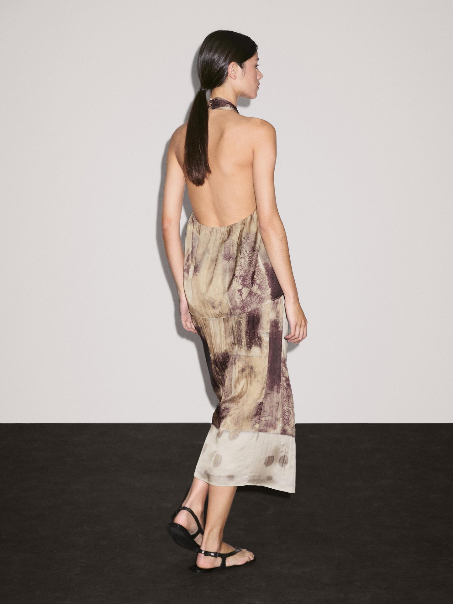 Printed satin fabric top