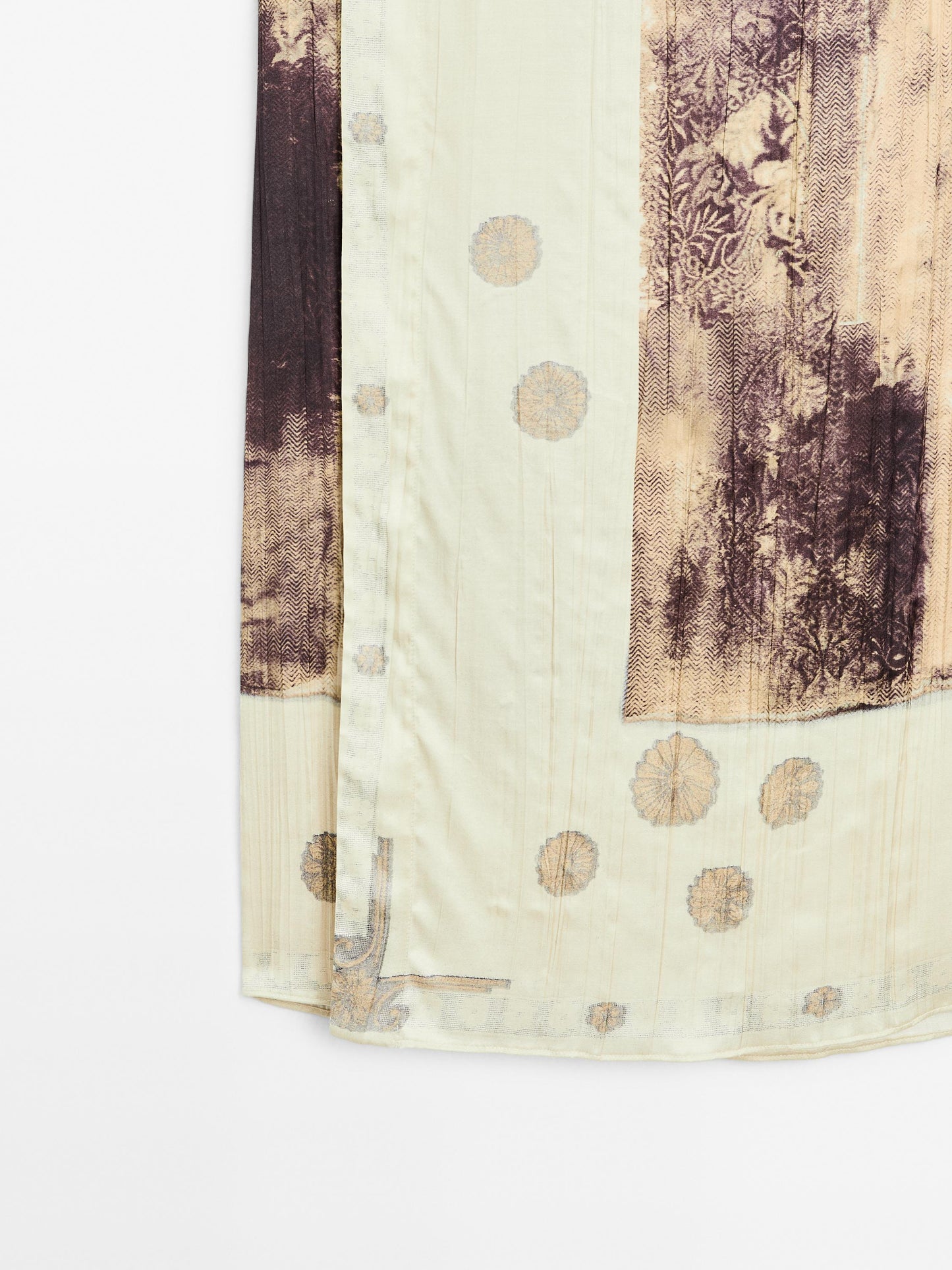 Printed satin midi skirt