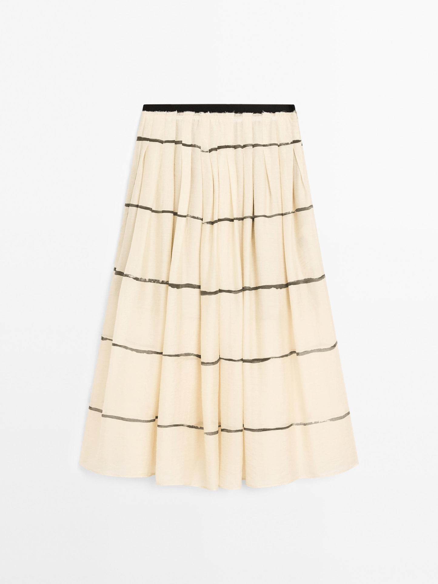 Striped flowing midi skirt
