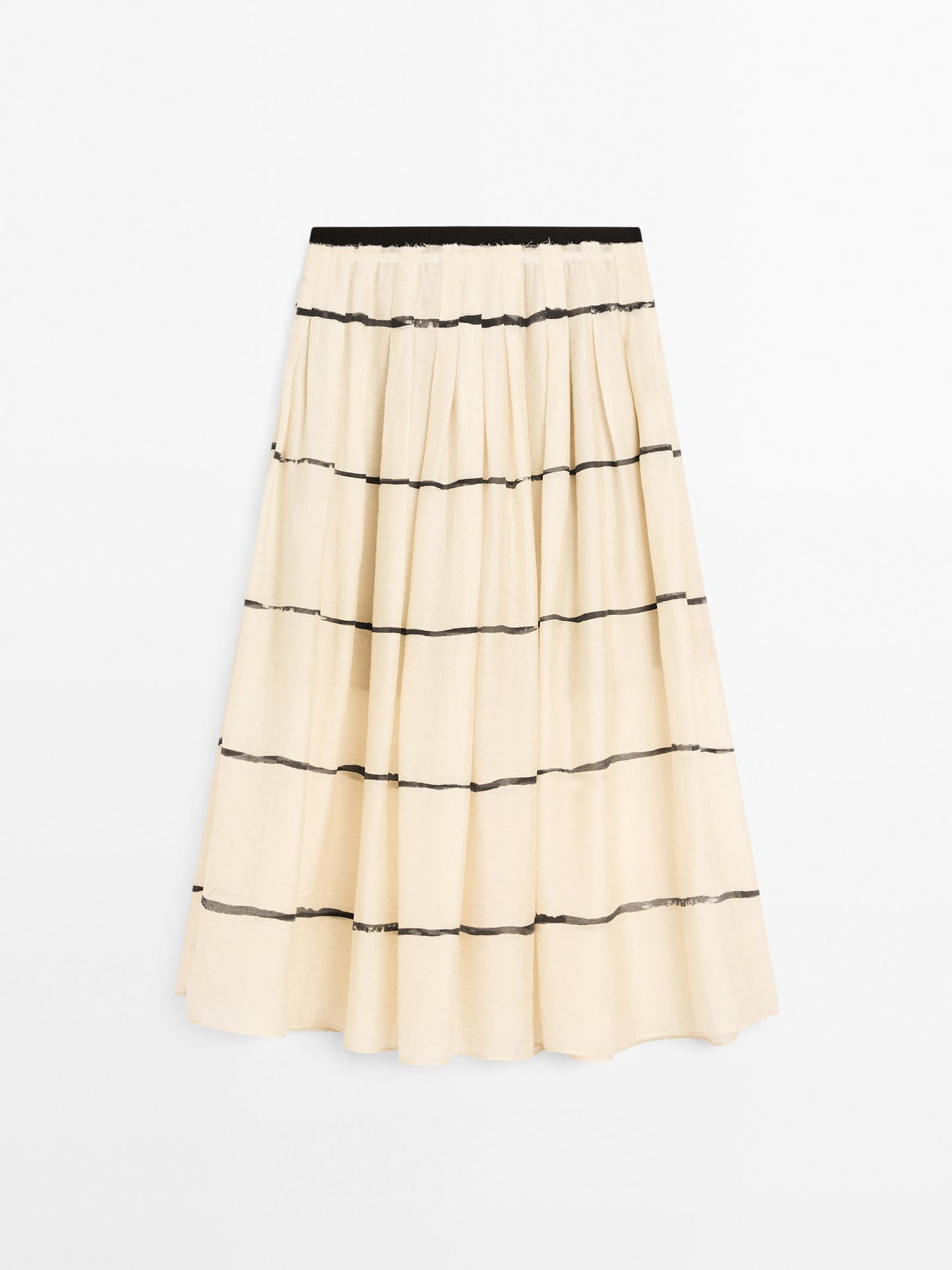 Striped flowing midi skirt