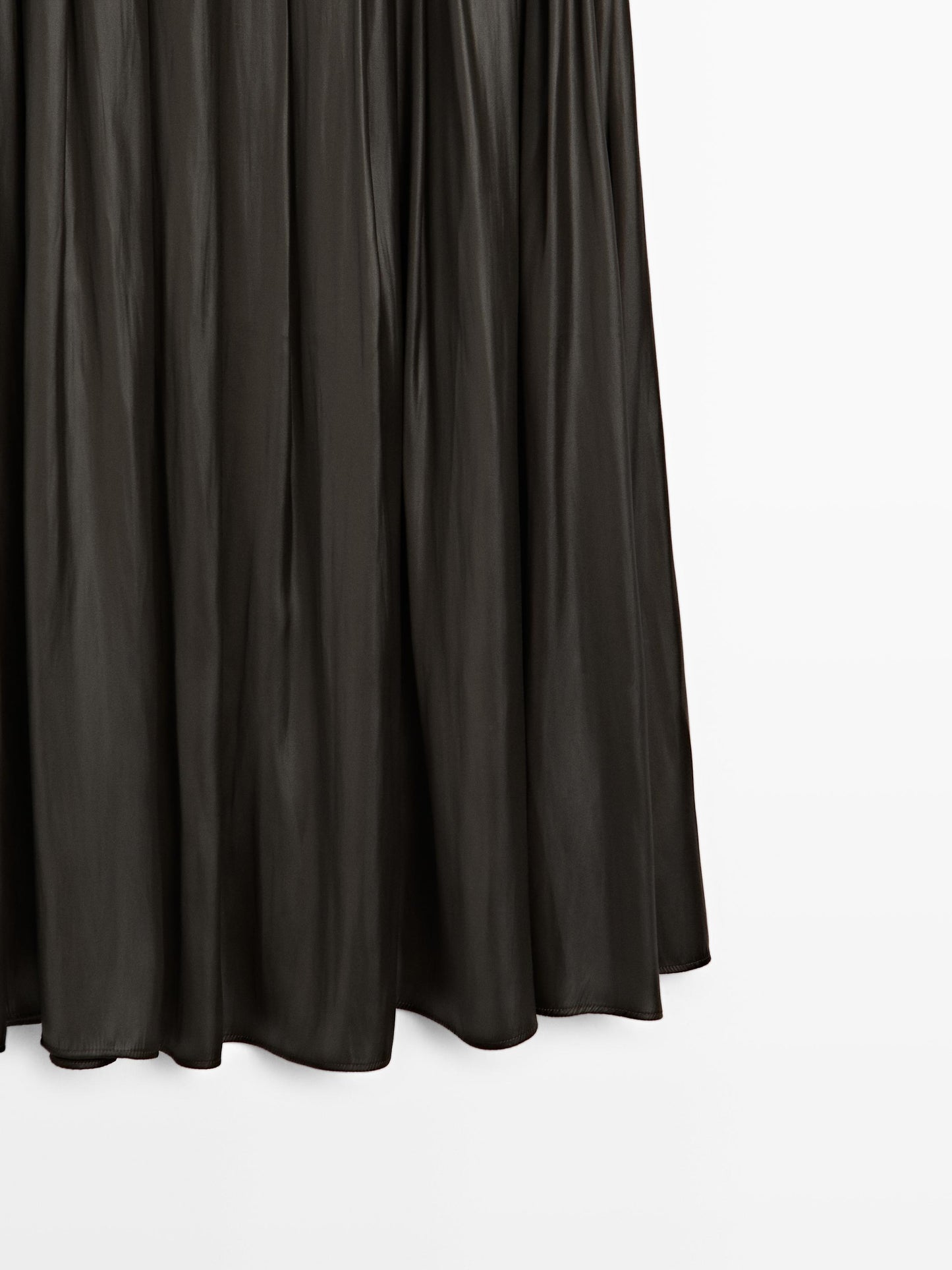 Pintuck midi skirt with waxed finish