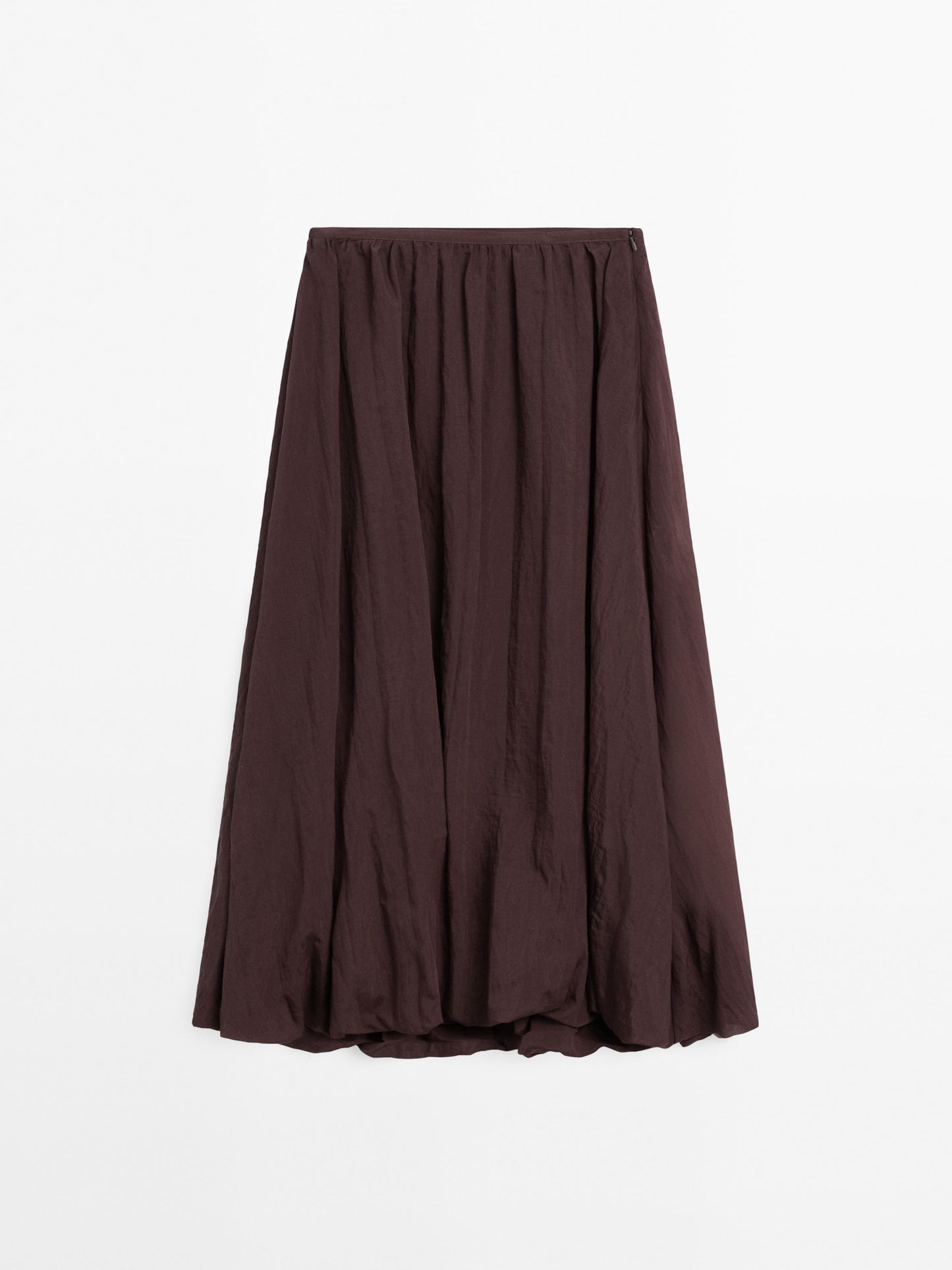 Pleated balloon midi skirt