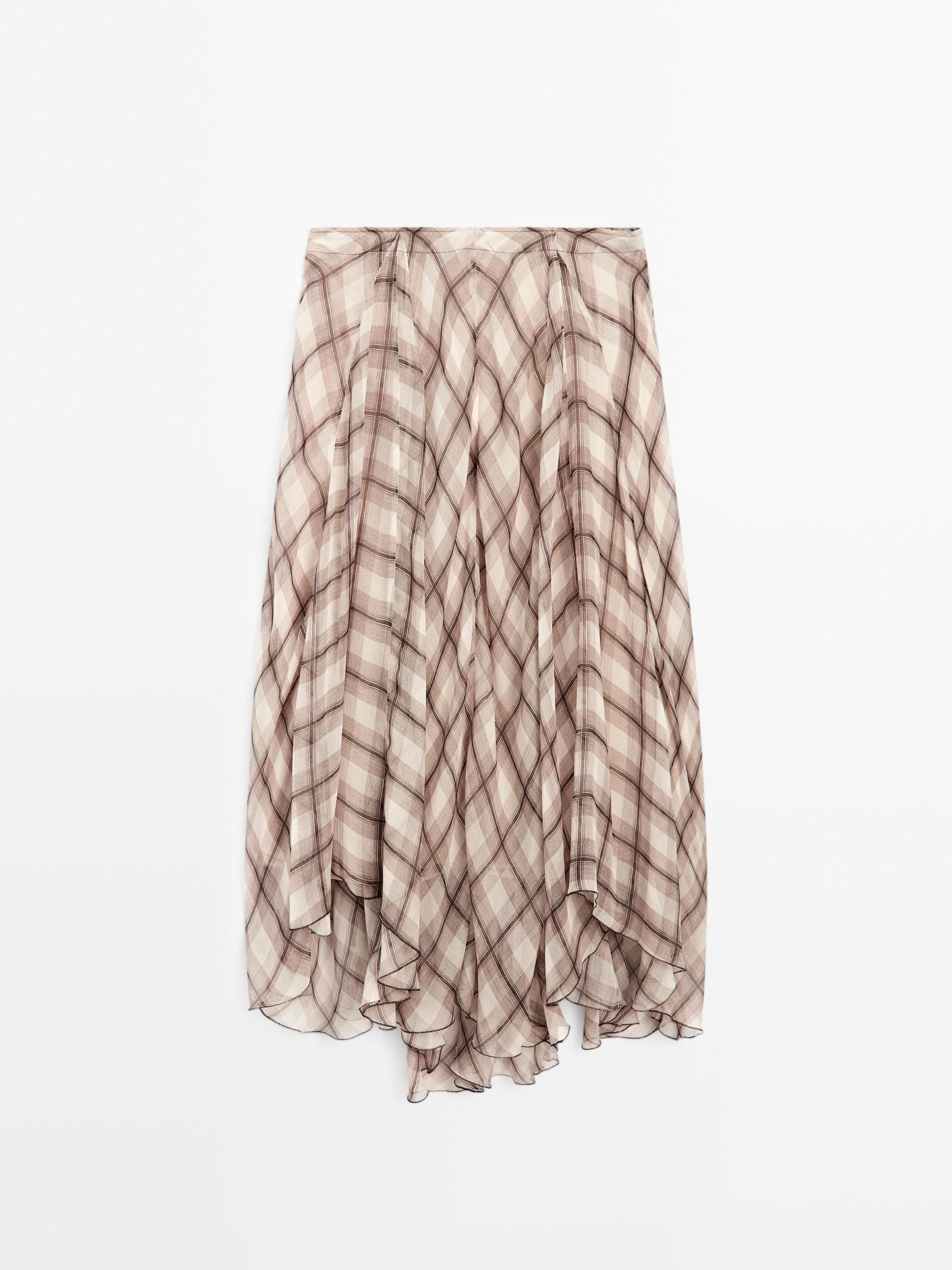 Flowing check midi skirt