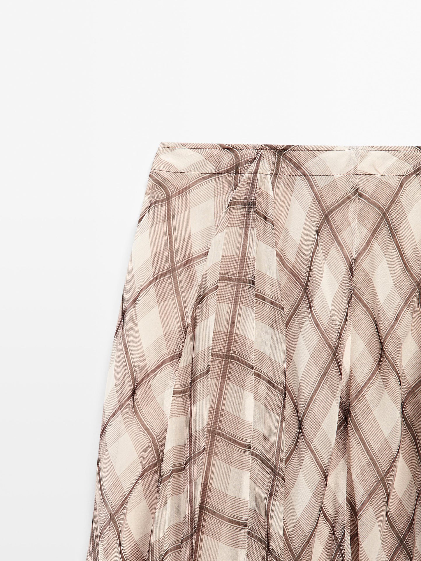 Flowing check midi skirt