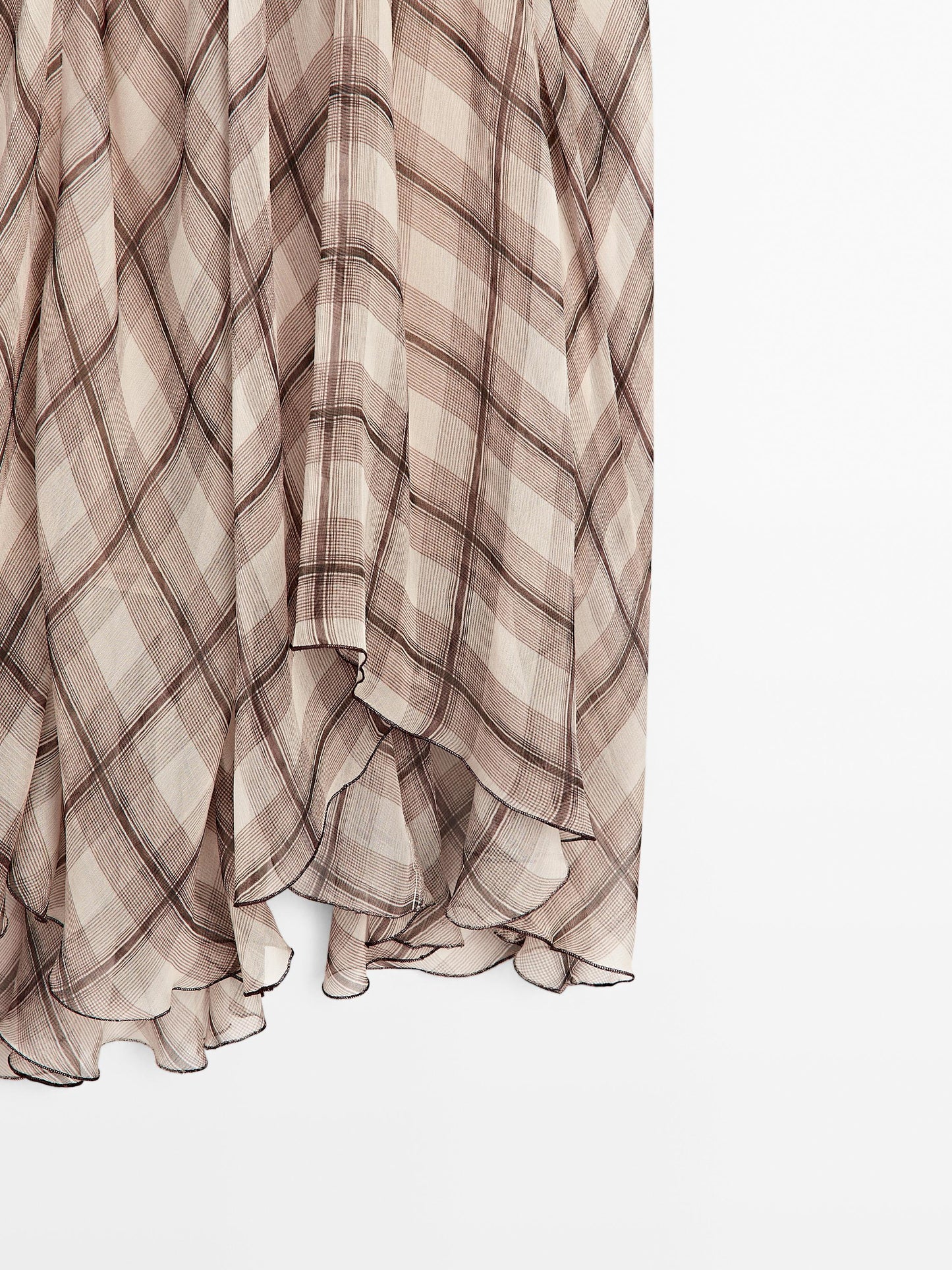 Flowing check midi skirt