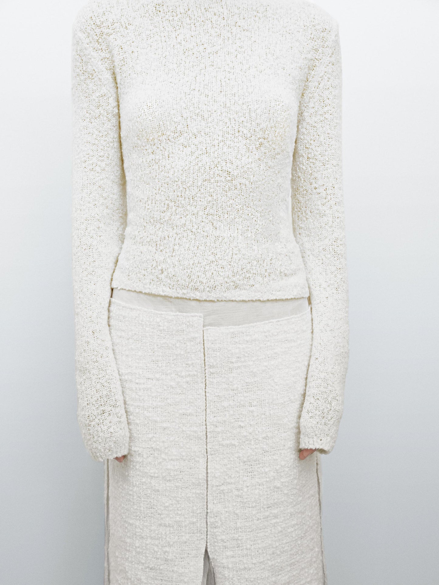 Wool blend fabric detail midi skirt