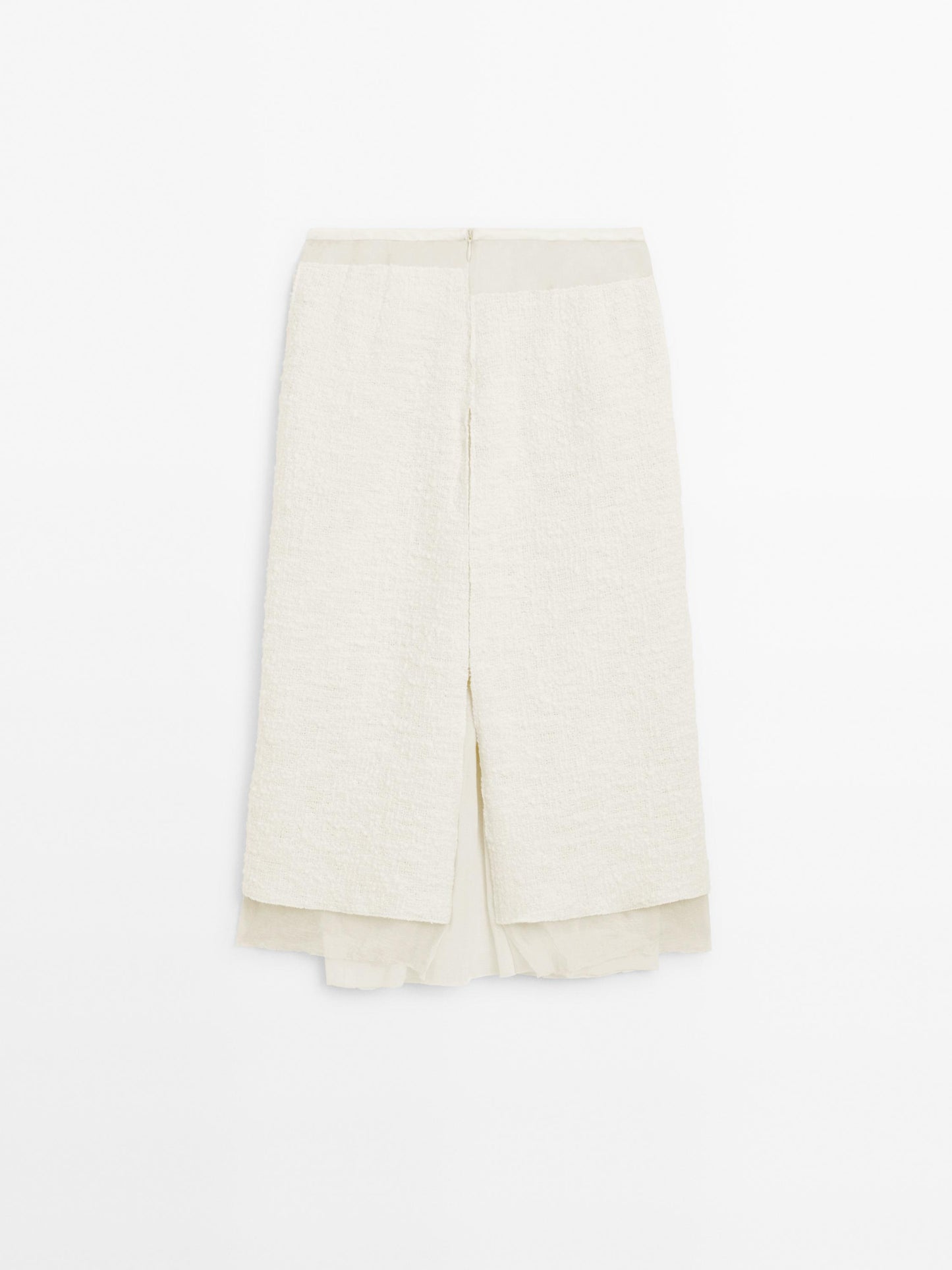 Wool blend fabric detail midi skirt