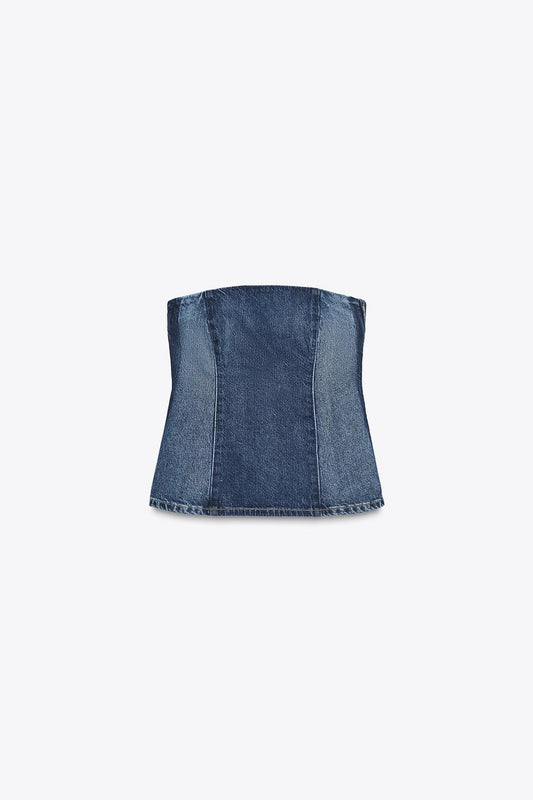 TRF Denim Bandeau Top