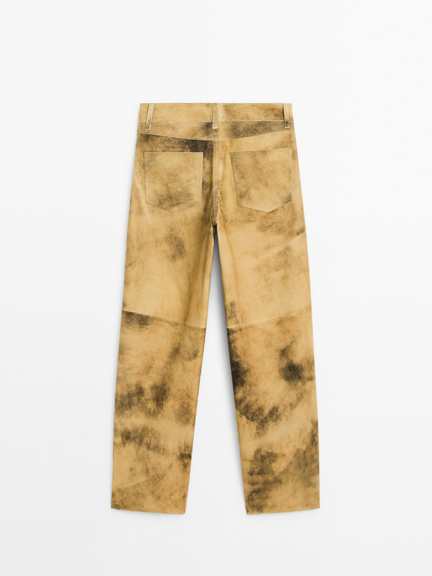 Worn effect suede leather trousers