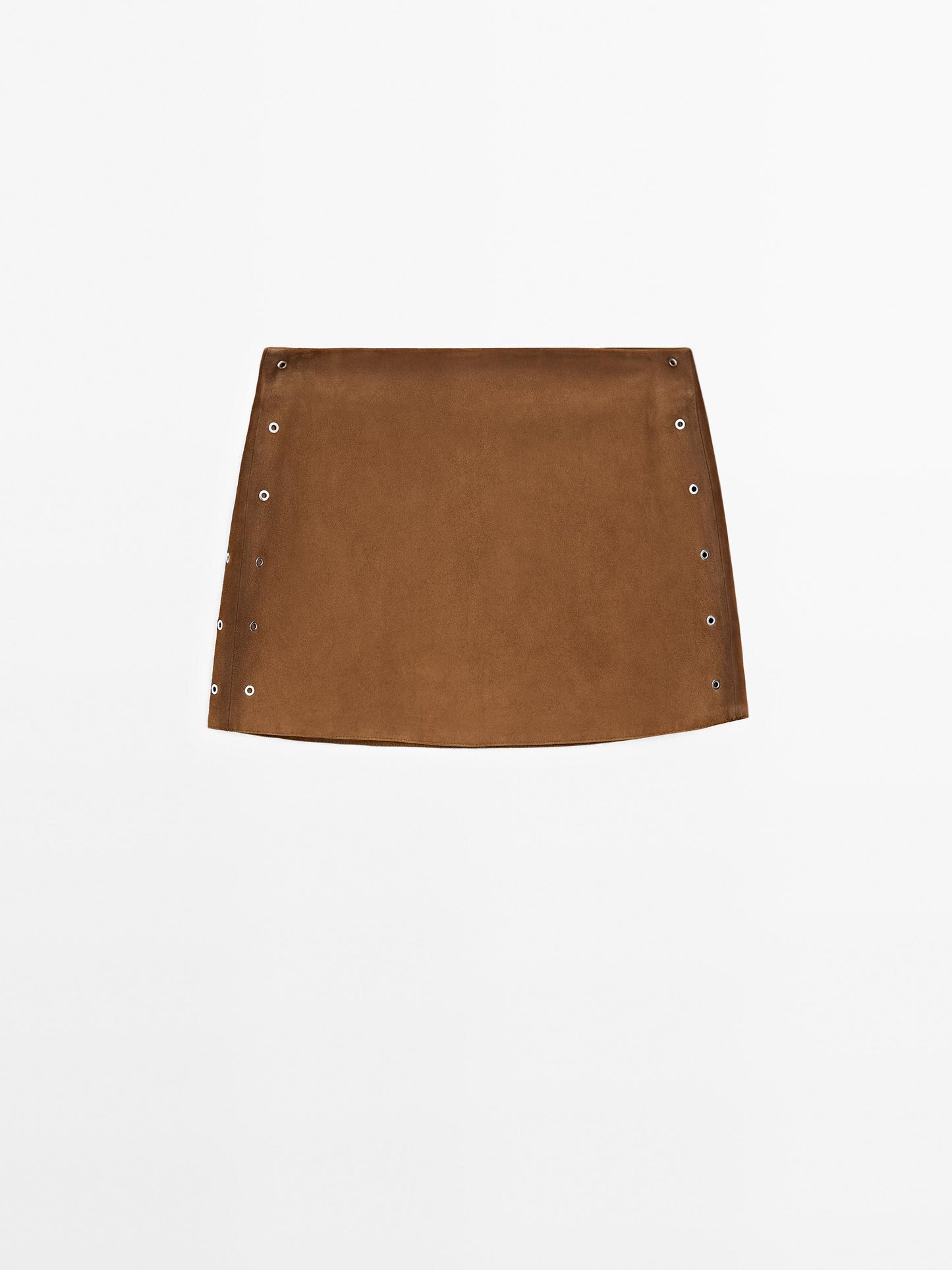 Suede leather mini skirt with eyelets
