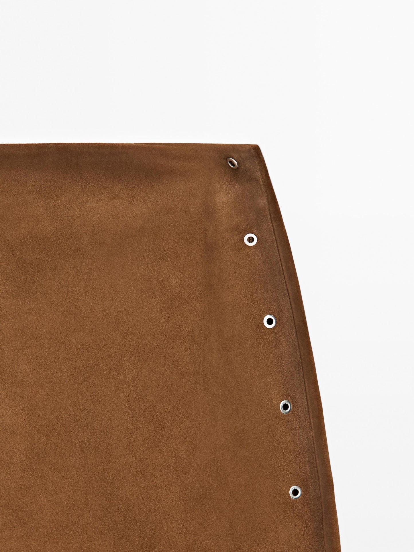 Suede leather mini skirt with eyelets