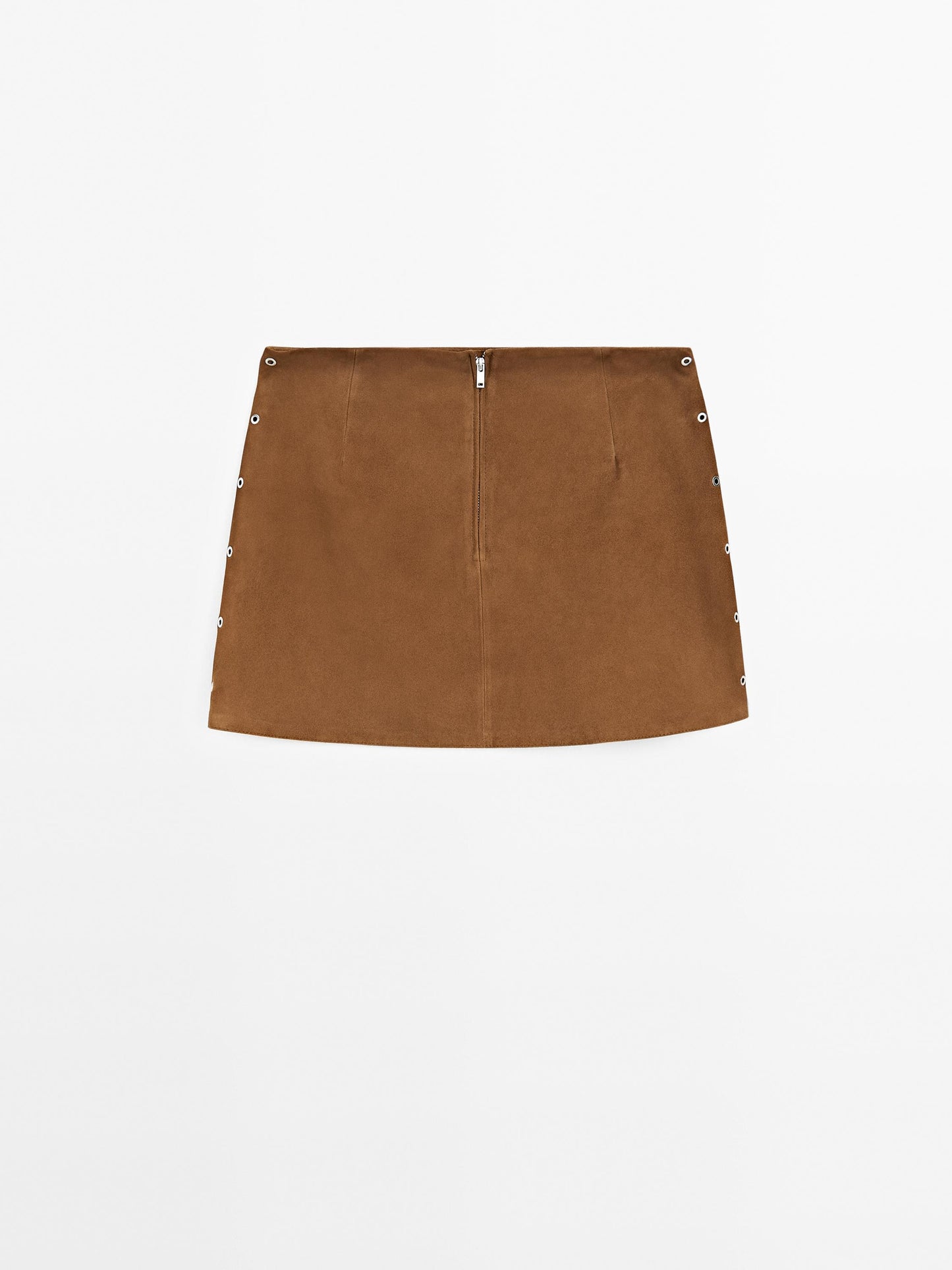 Suede leather mini skirt with eyelets