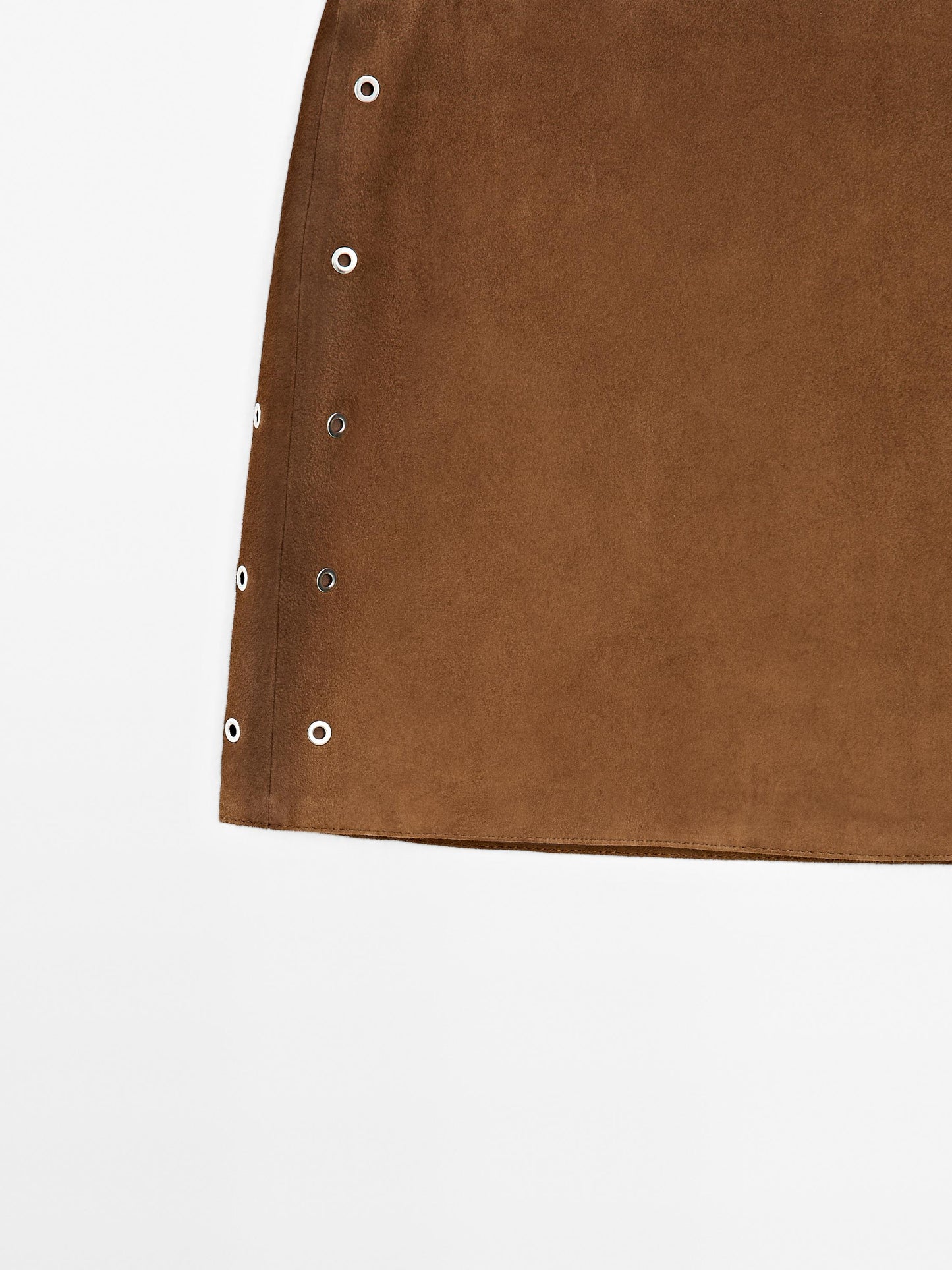 Suede leather mini skirt with eyelets