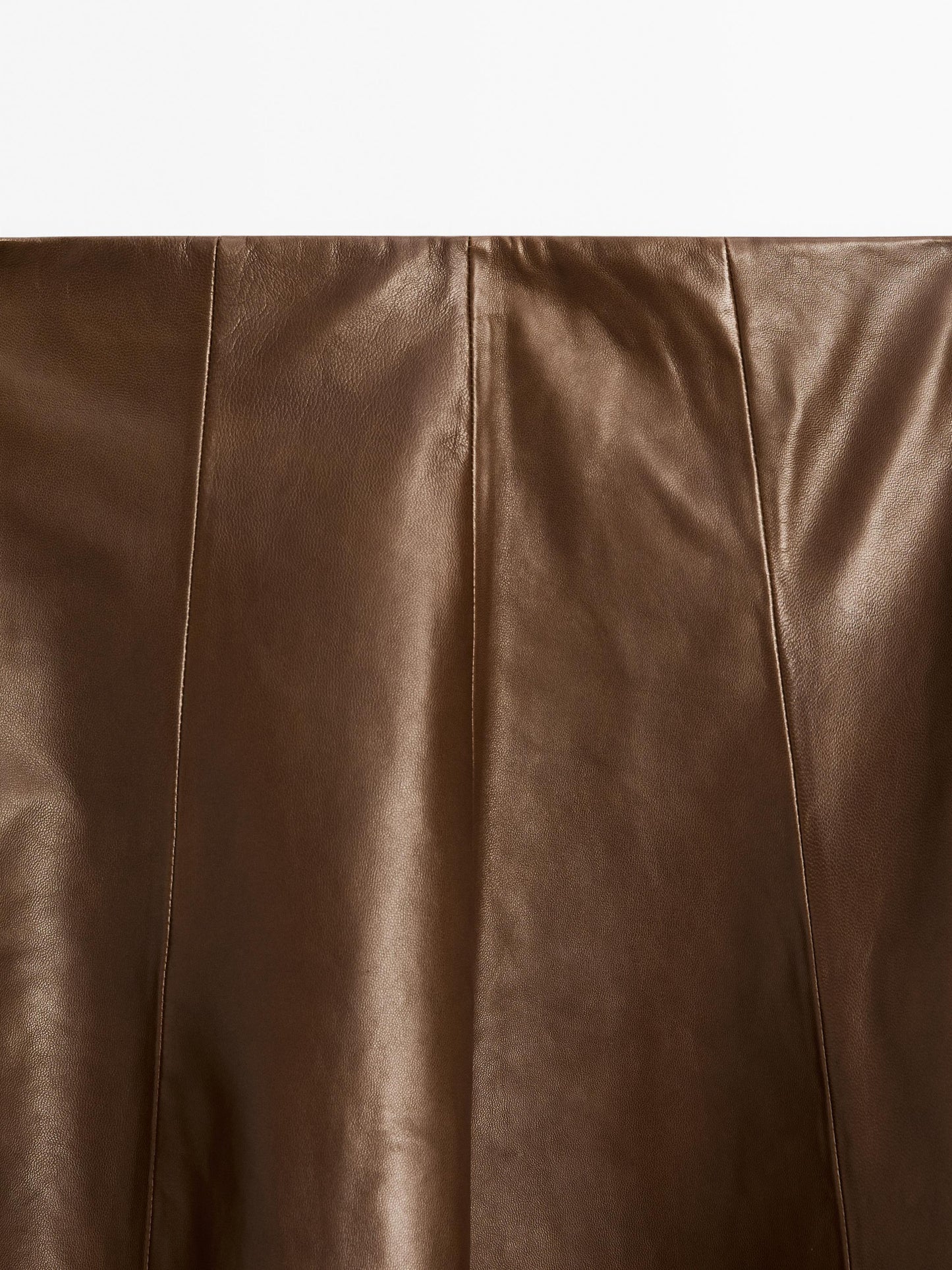 Nappa leather flared midi skirt