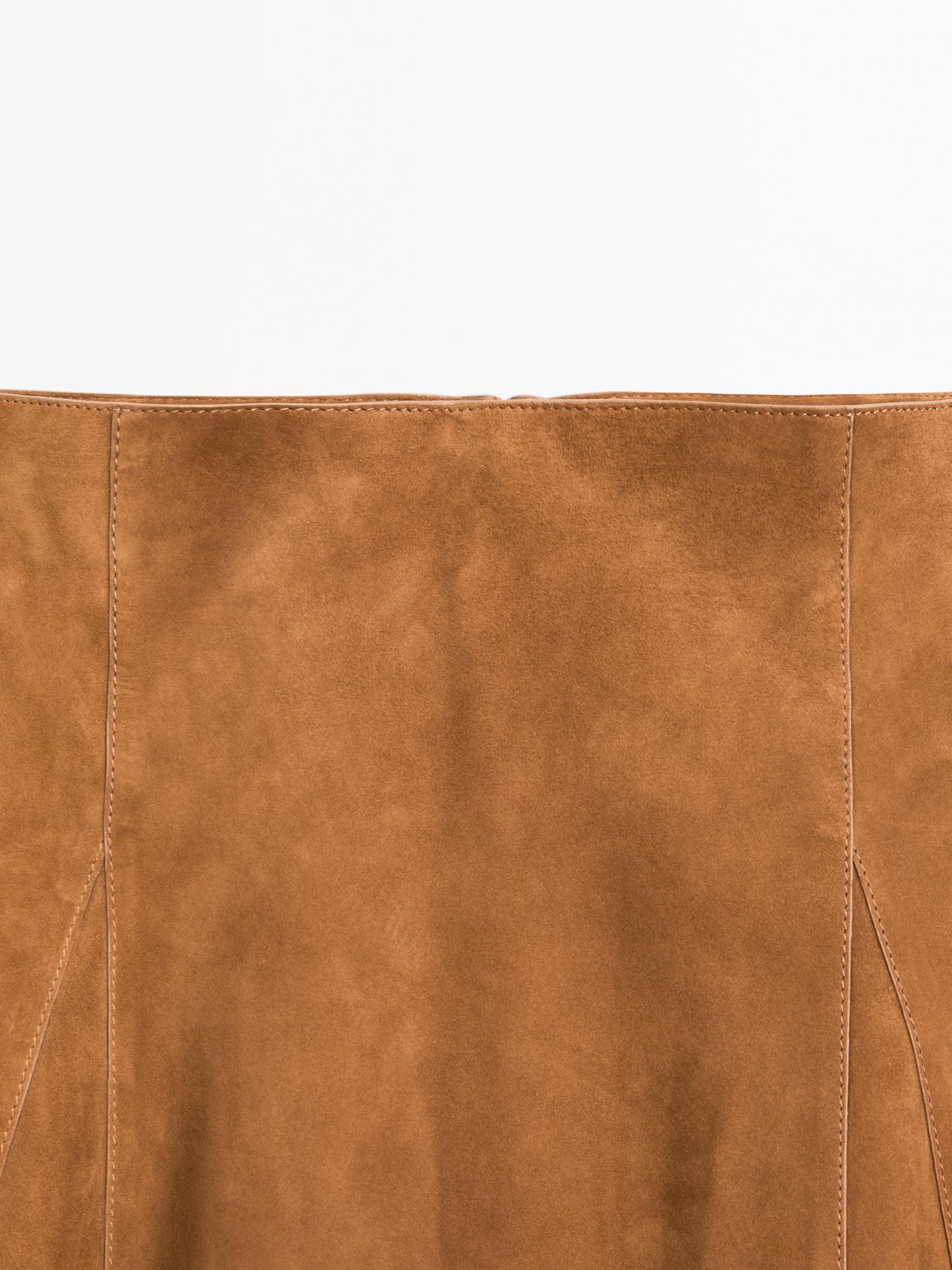 Suede leather flared midi skirt