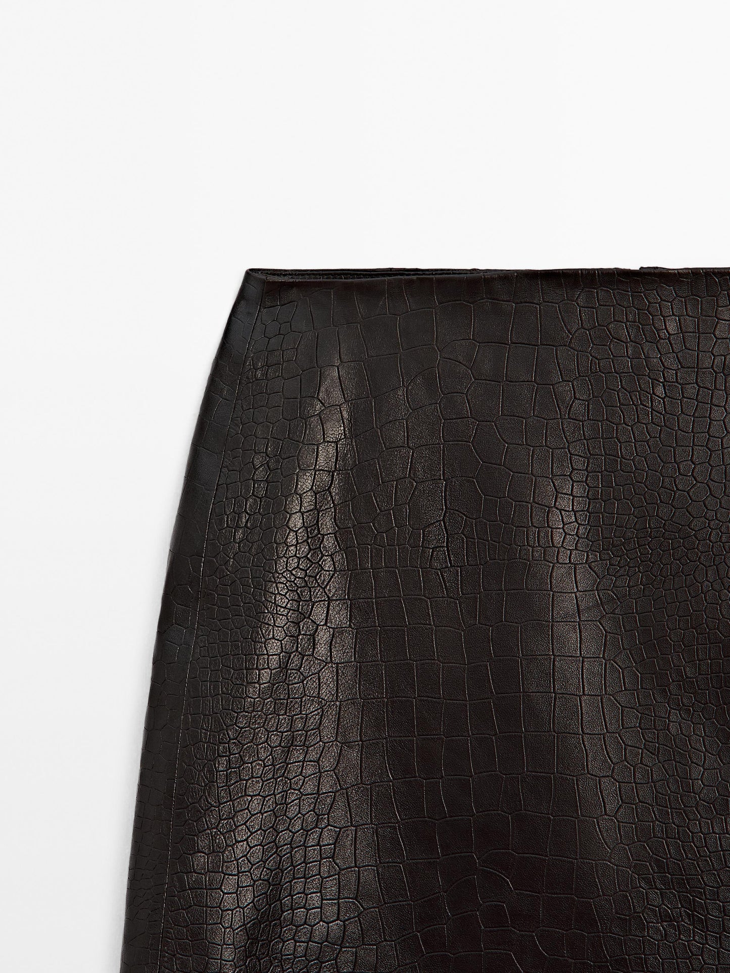Mock croc nappa leather mini skirt