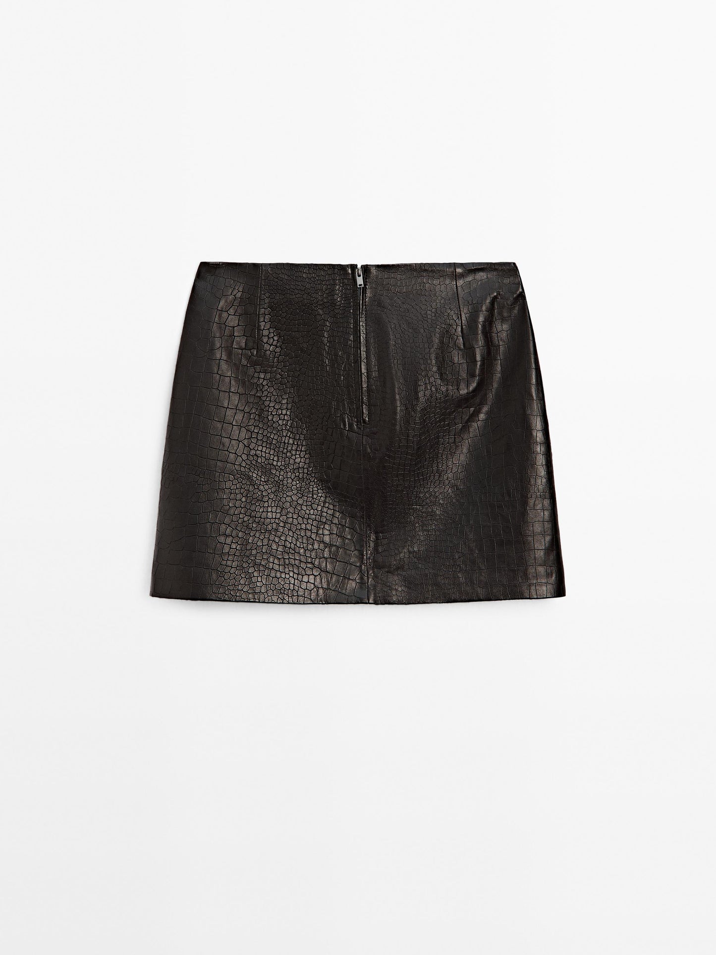 Mock croc nappa leather mini skirt
