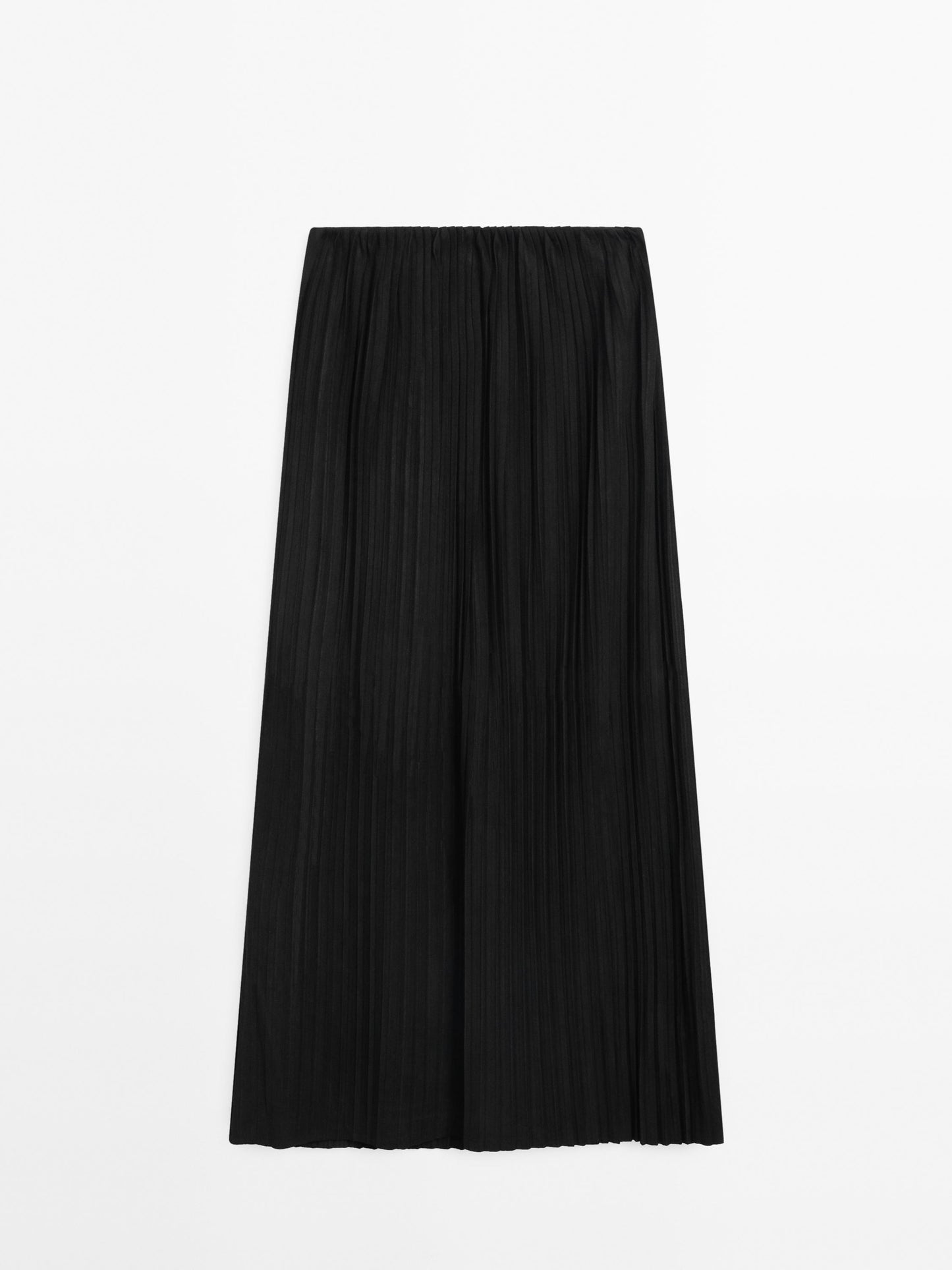 Pleated suede leather skirt
