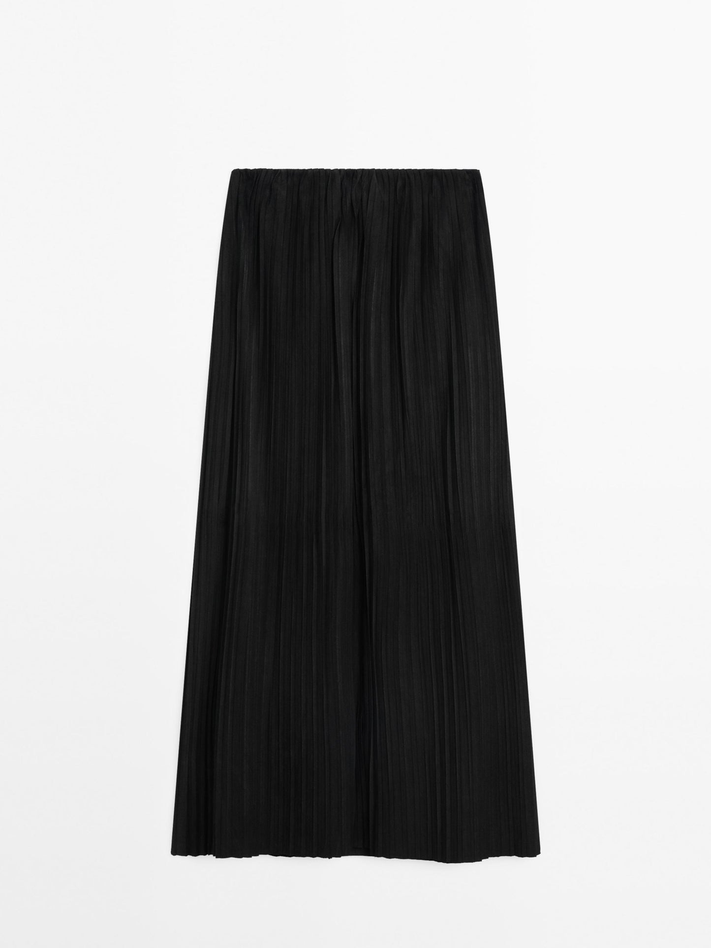 Pleated suede leather skirt