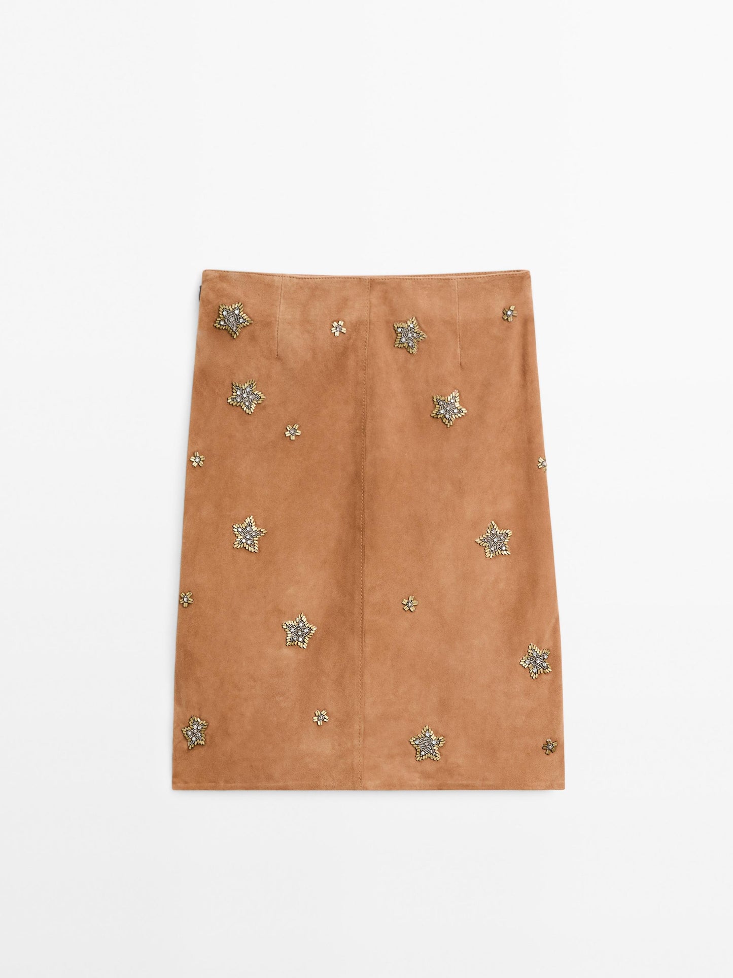 Suede leather midi skirt