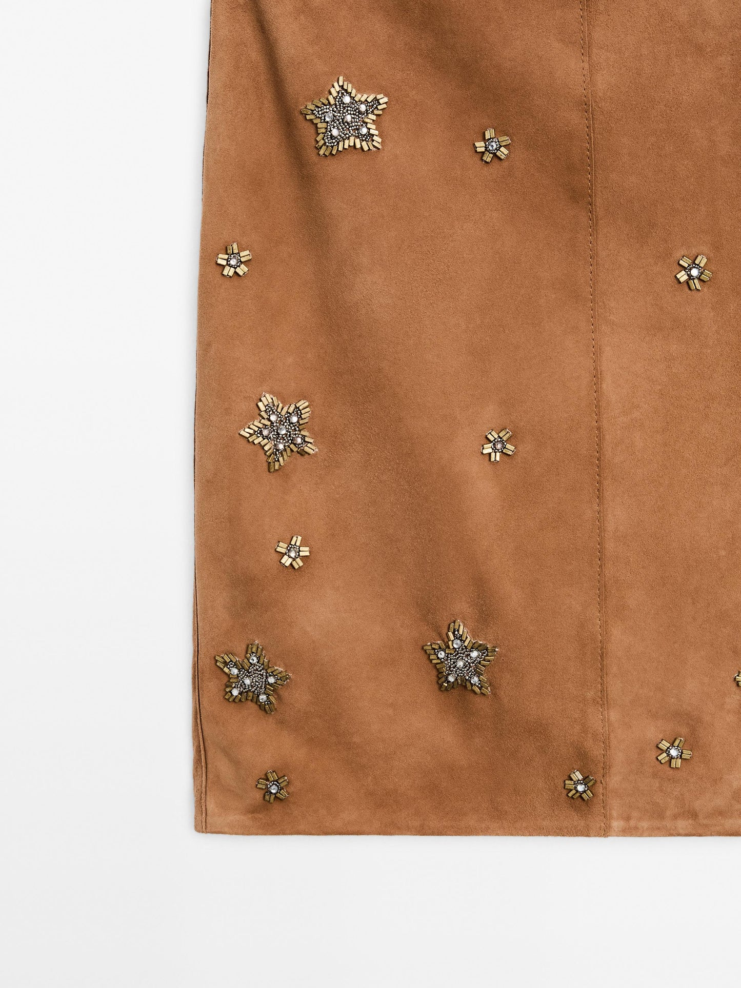 Suede leather midi skirt